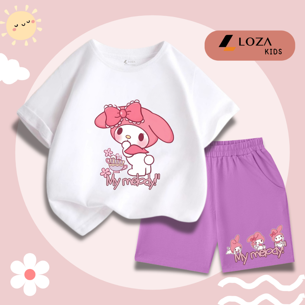 Bộ đồ bé gái in hình 