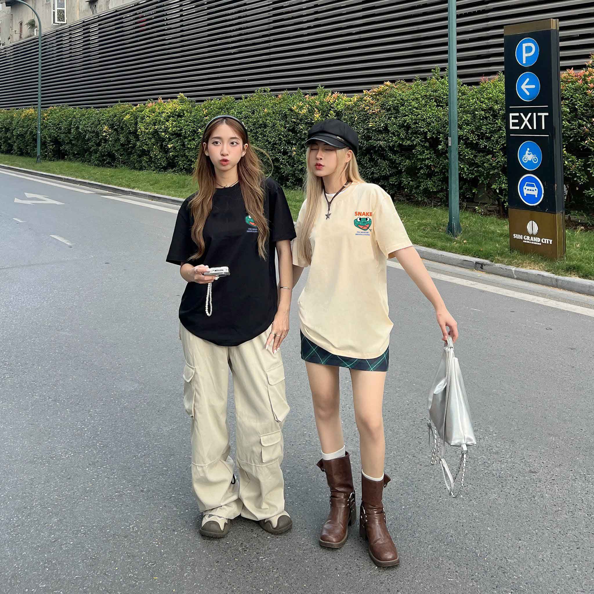 Áo thun nữ form rộng 12 con giáp tuổi Tị ( tuổi rắn) ATD425 Miucho cotton cổ tròn in graphic_thumbnail_6