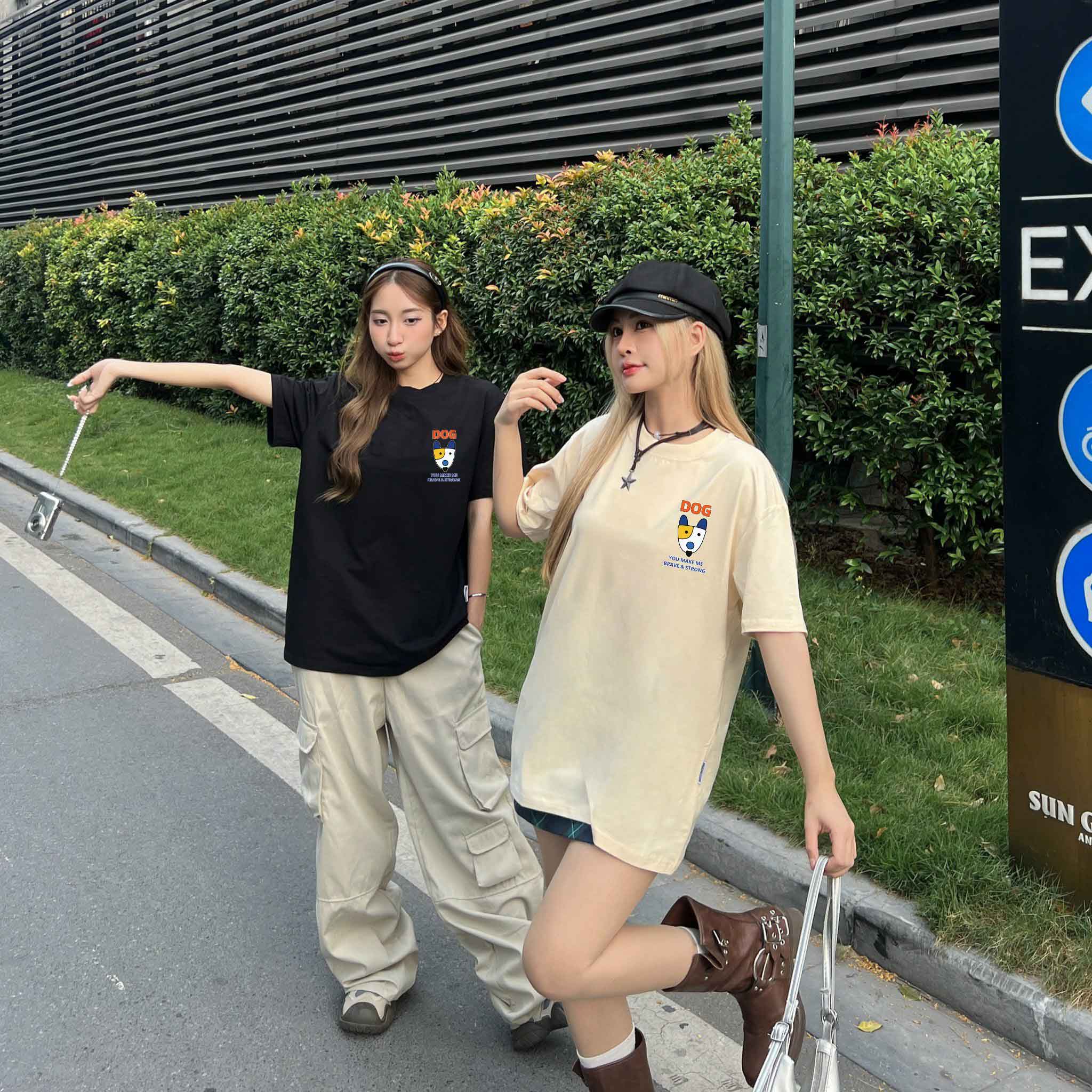 Áo thun nữ form rộng 12 con giáp tuổi Tuất (tuổi chó) ATD430 Miucho cotton cổ tròn in graphic_thumbnail_5