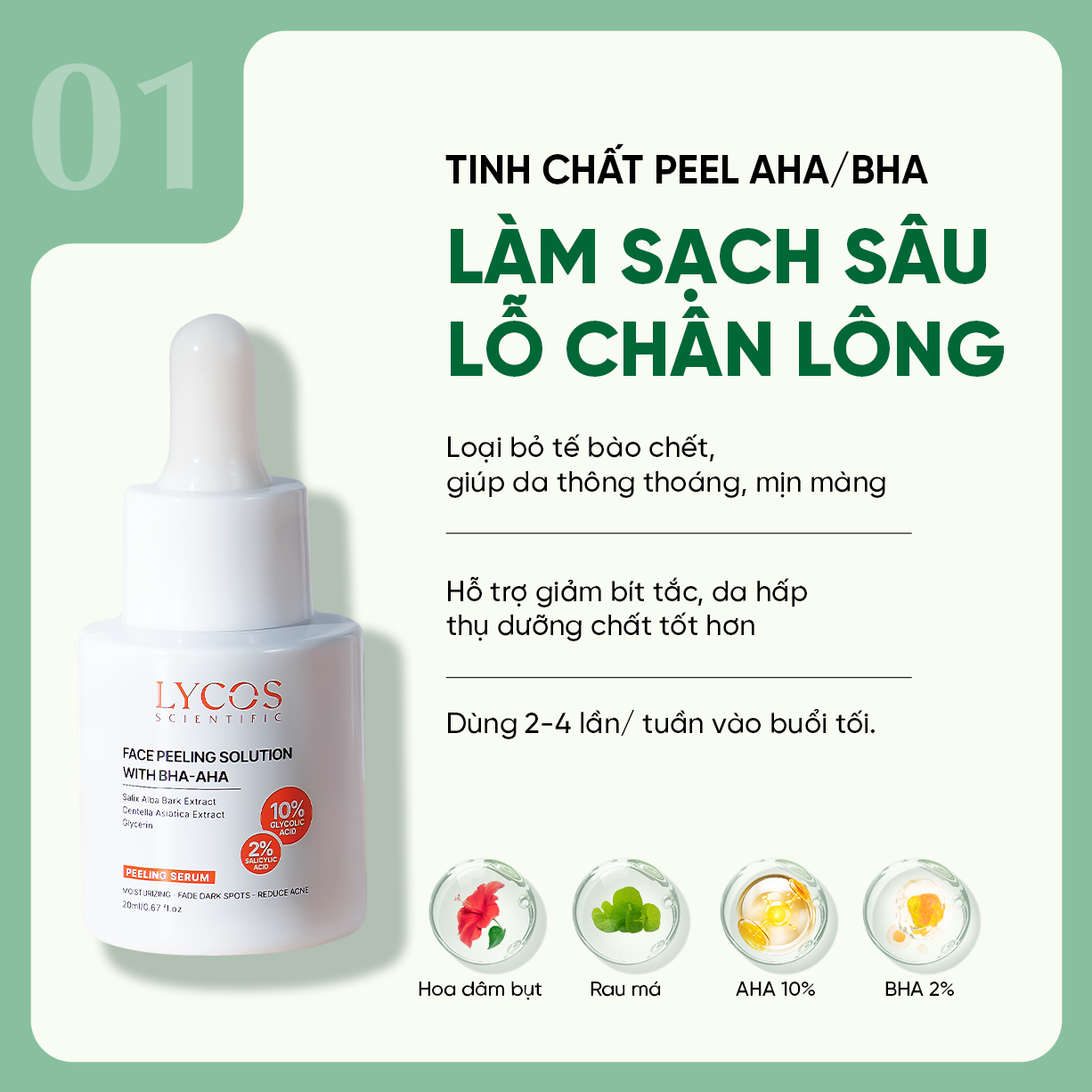 Combo Cải Thiện Nám Lycos – Peel Da AHA BHA + Kem Nám Đêm – Làm Đều Màu, Hỗ Trợ Làm Mờ Thâm Nám_thumbnail_3