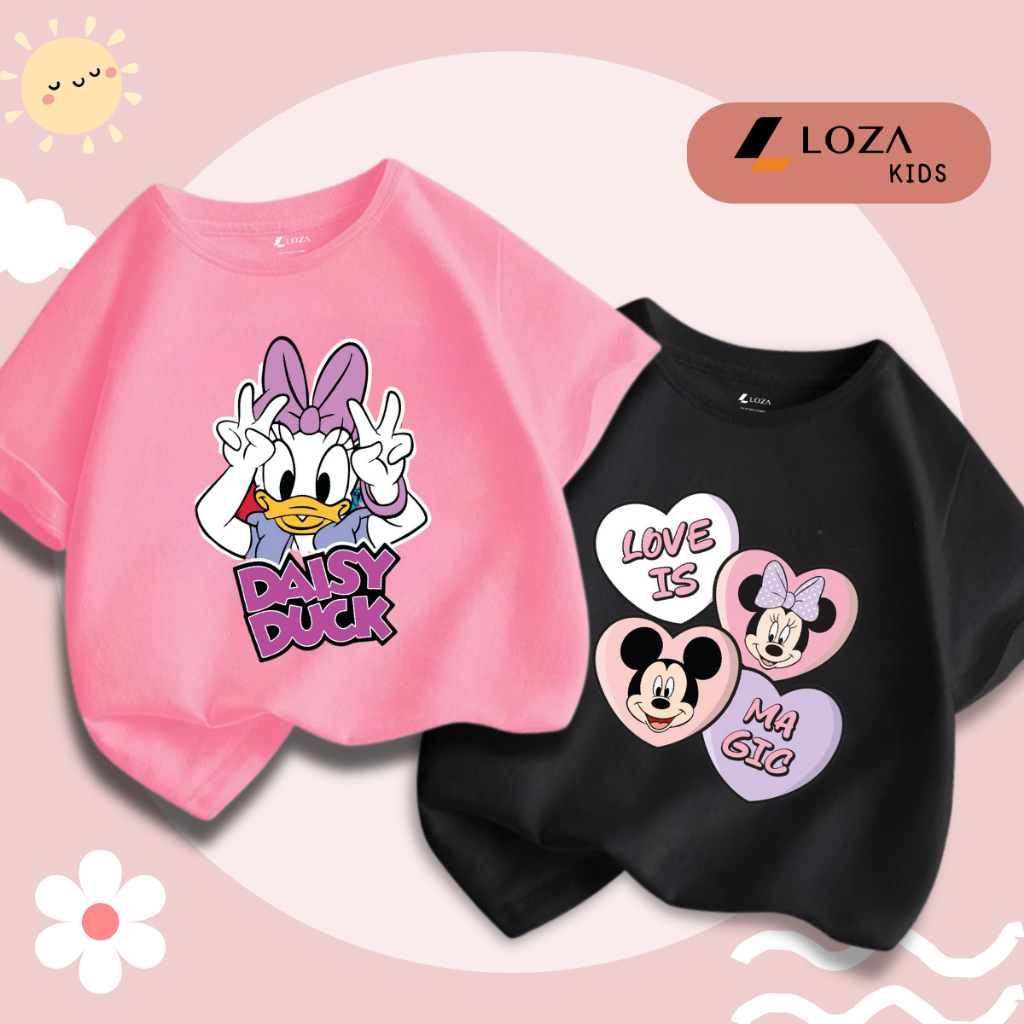Áo thun bé gái in hình Mickey Vịt Donal - Loza Kids Mã CA005