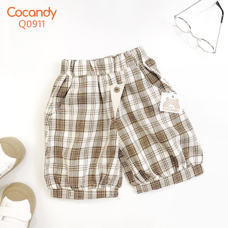 Quần cộc caro NÂU bo gấu_thumbnail_0