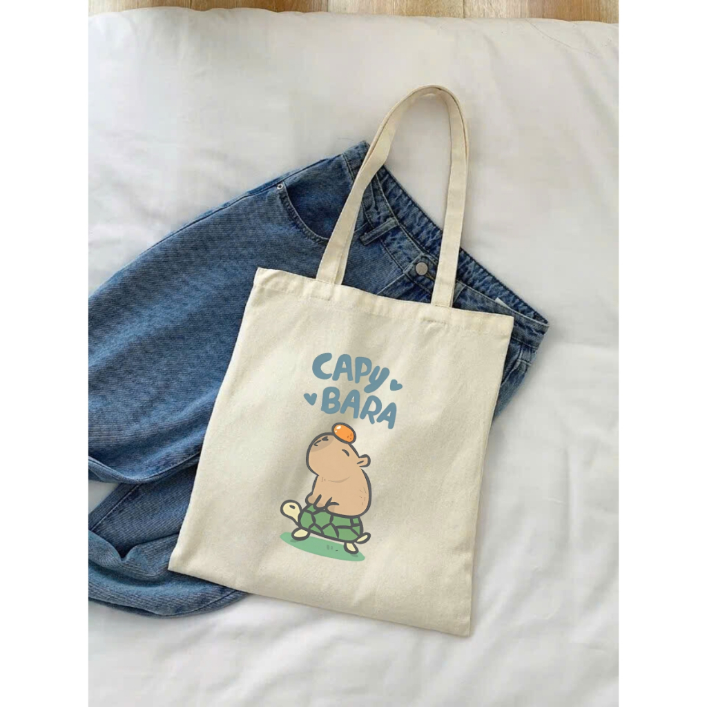 Túi Tote Capybara-Túi vải canvas có túi phụ và khoá kéo đựng vừa A4 và laptop (33x37cm) - TOTE02_thumbnail_12