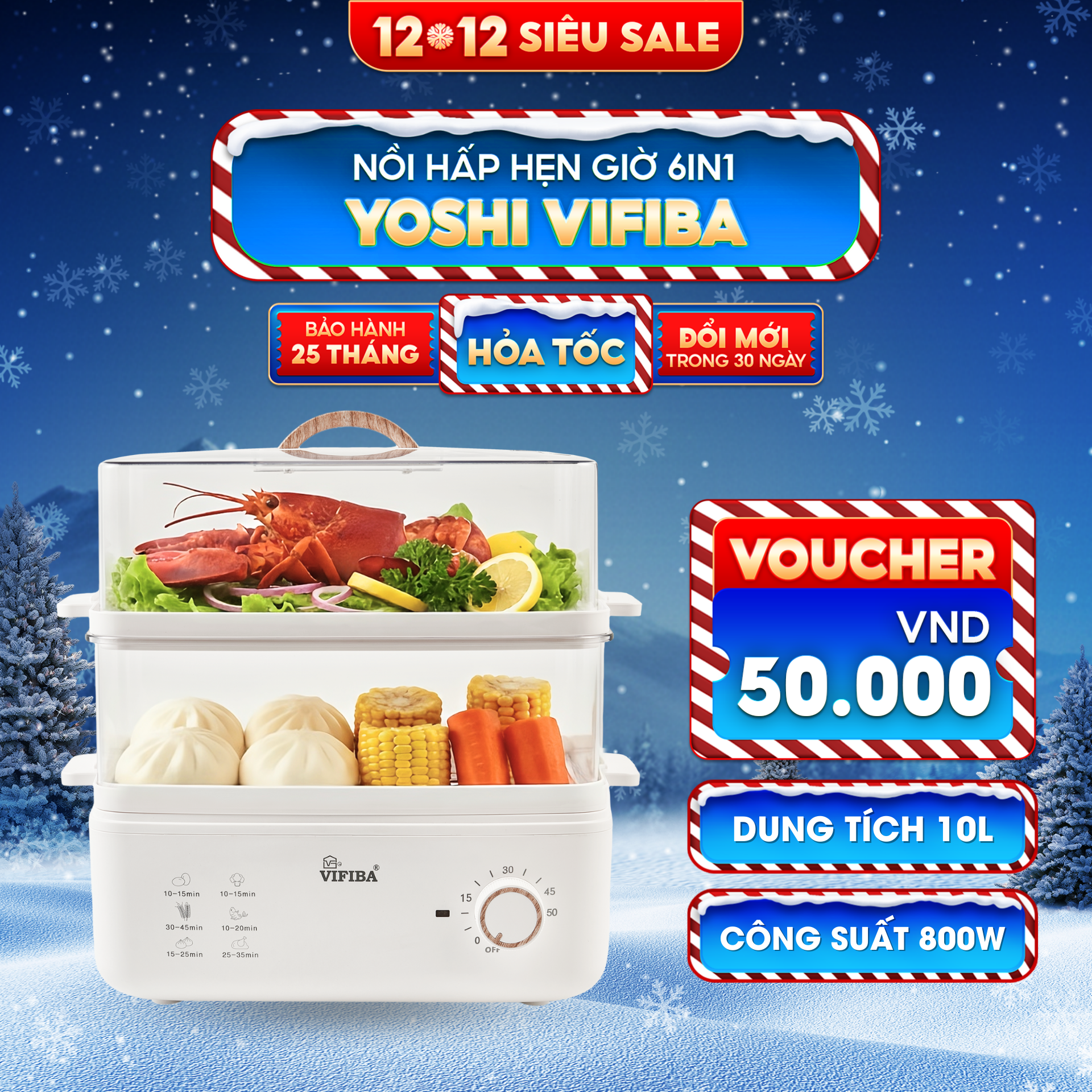 Nồi Hấp Điện Thủy Nhiệt Yoshi Vifiba