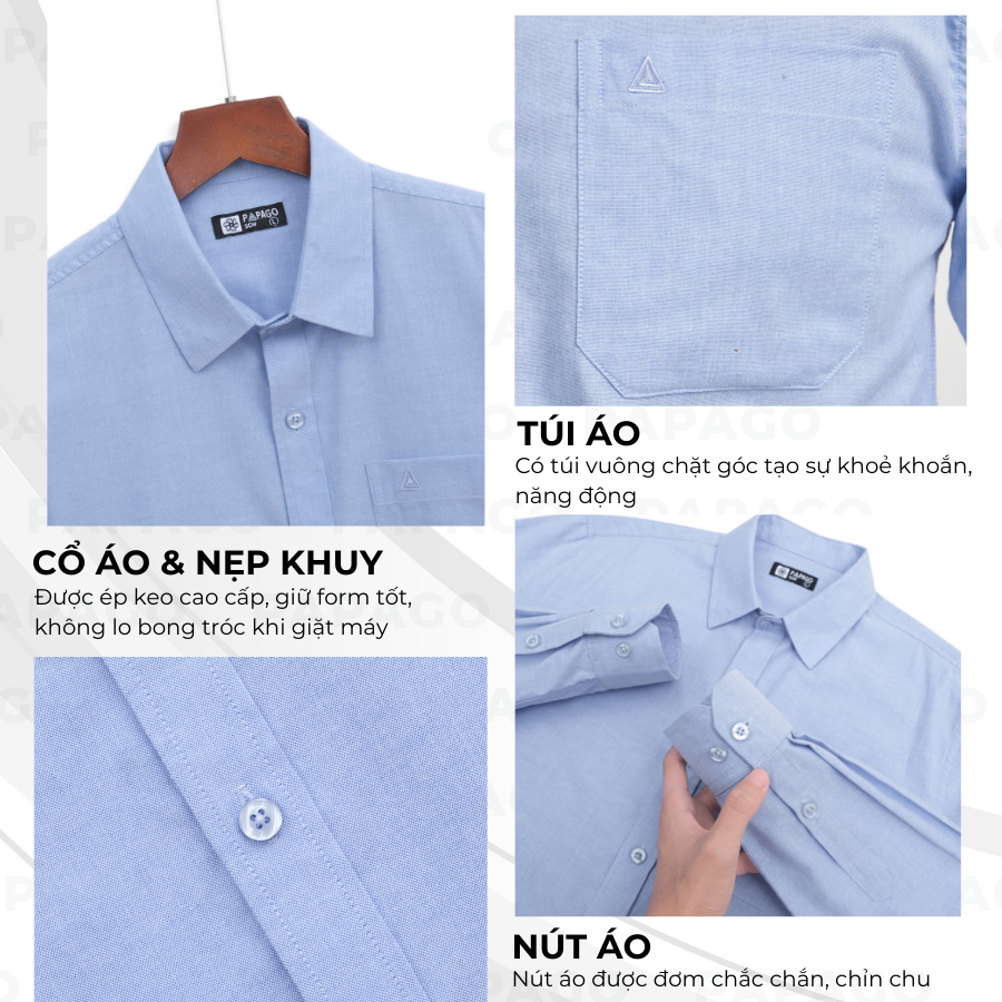 Áo sơ mi nam trung niên PAPAGO dài tay lai bầu vải oxford cao cấp - P23SDCT001_thumbnail_3