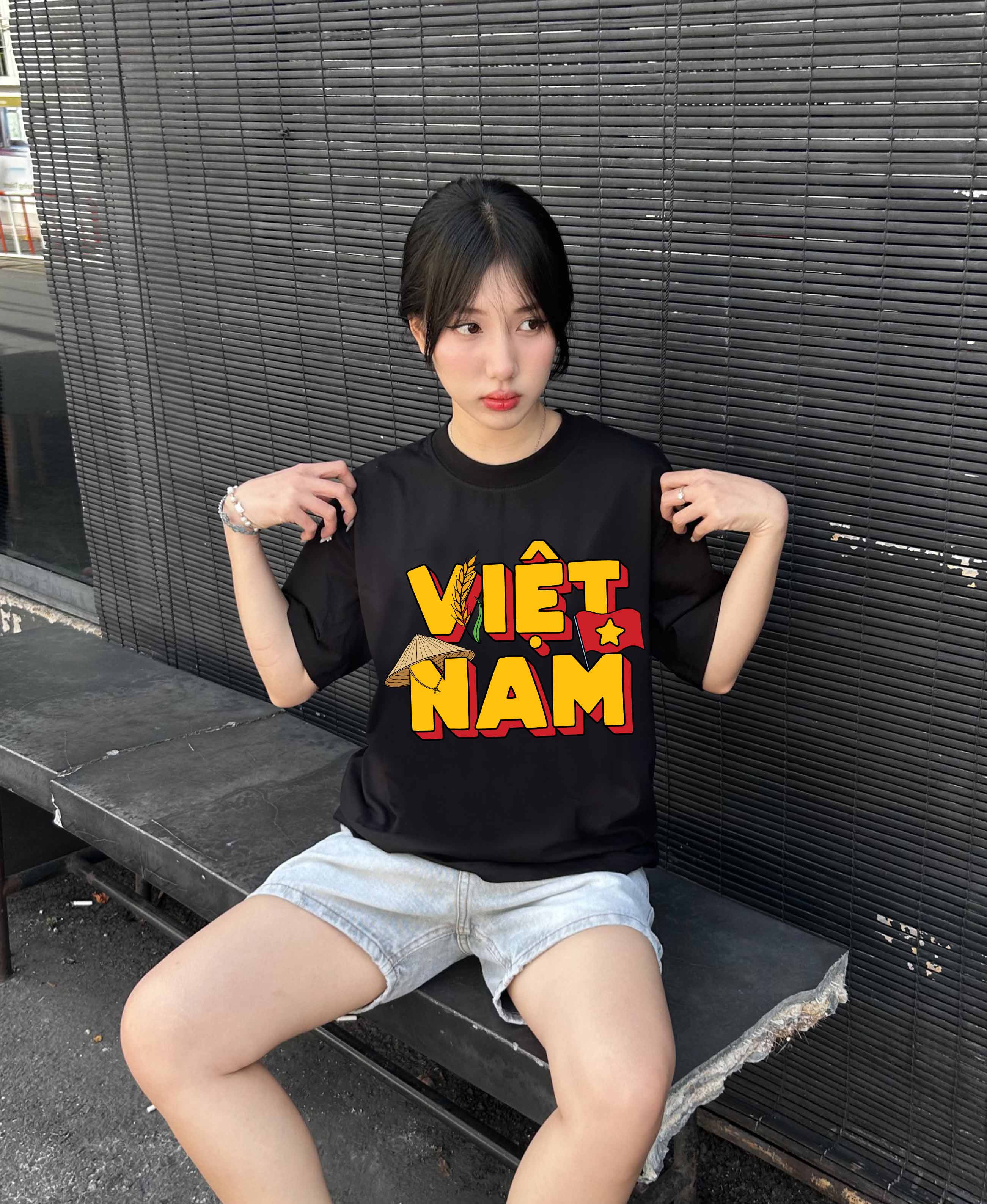 Áo thun Việt Nam tôi yêu form rộng 2118 Miucho cổ tròn vải cotton 4c 220gsm thoáng mát in mix_thumbnail_5