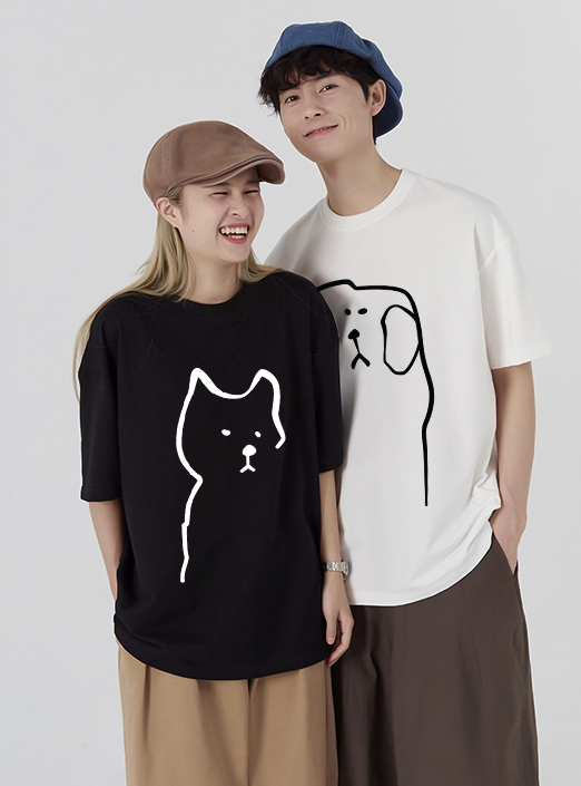 Áo thun cặp đôi couple đáng yêu from rộng ATD1371 Miucho vải cotton cổ tròn in artwork_thumbnail_4