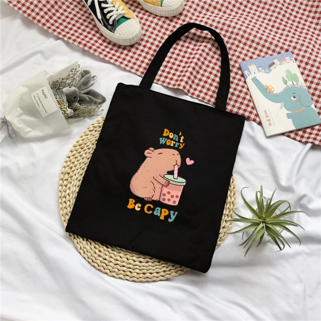 Túi tote in hình Capybara có túi phụ- Túi vải canvas kích thước 33x37cm đựng vừa A4 và laptop - TOTE05_thumbnail_13
