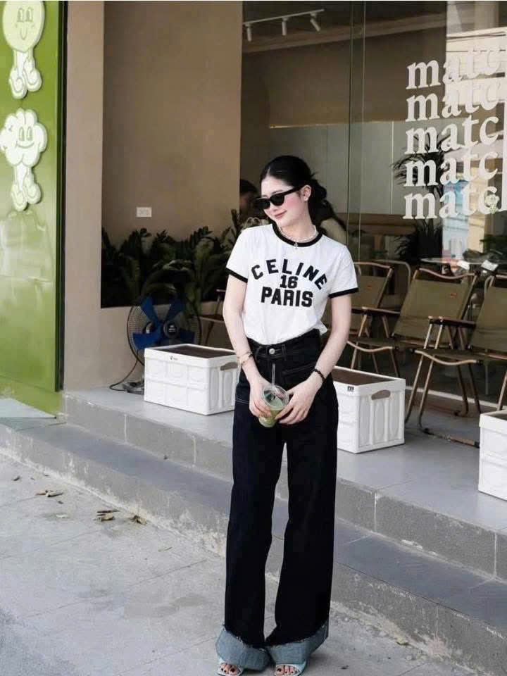 HA612 Áo thun cổ tròn trắng in chữ số