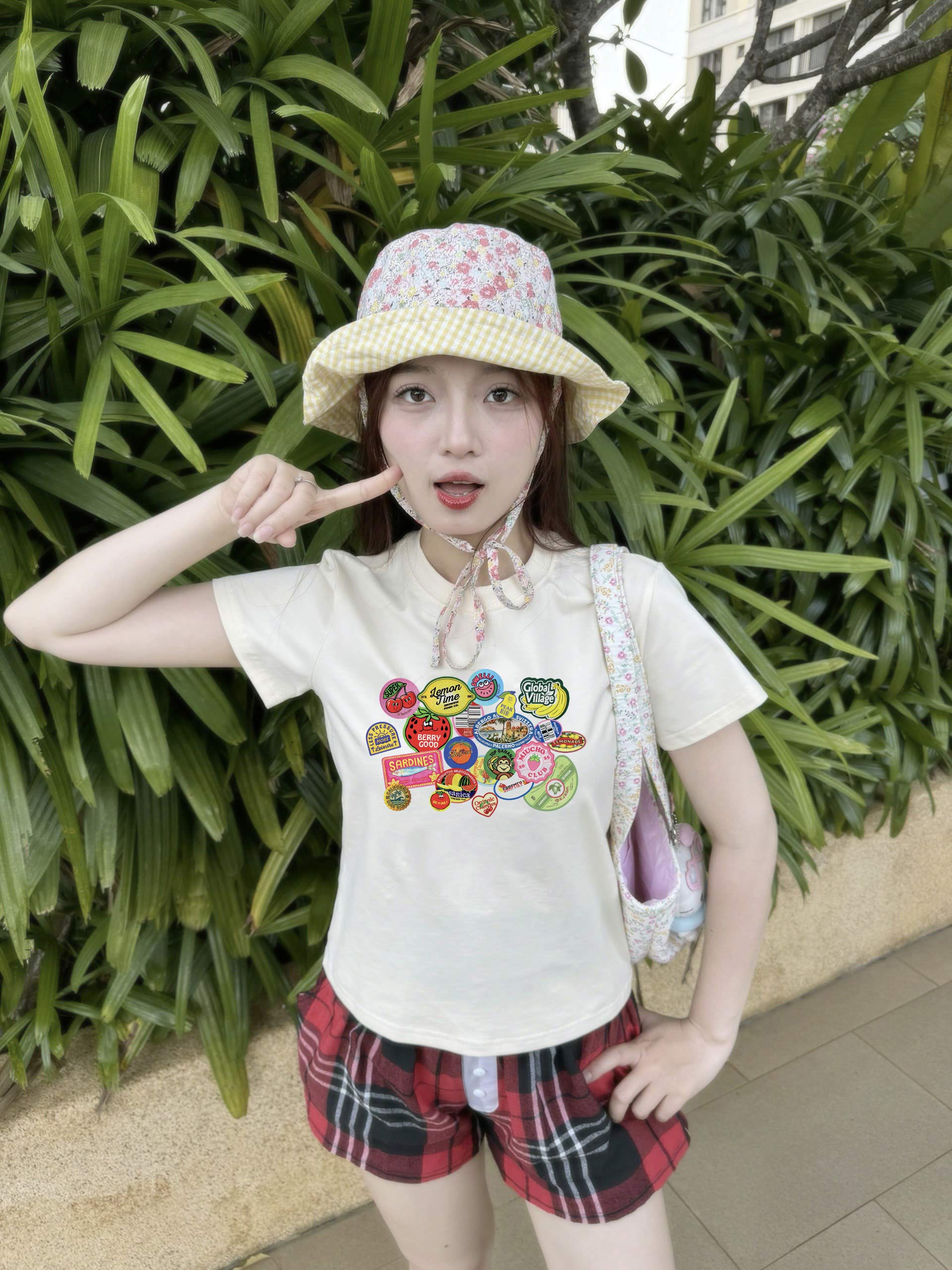 Áo baby tee ôm body hè biển 2160 Miucho cổ tròn vải cotton 4c thoáng mát in mix_thumbnail_2