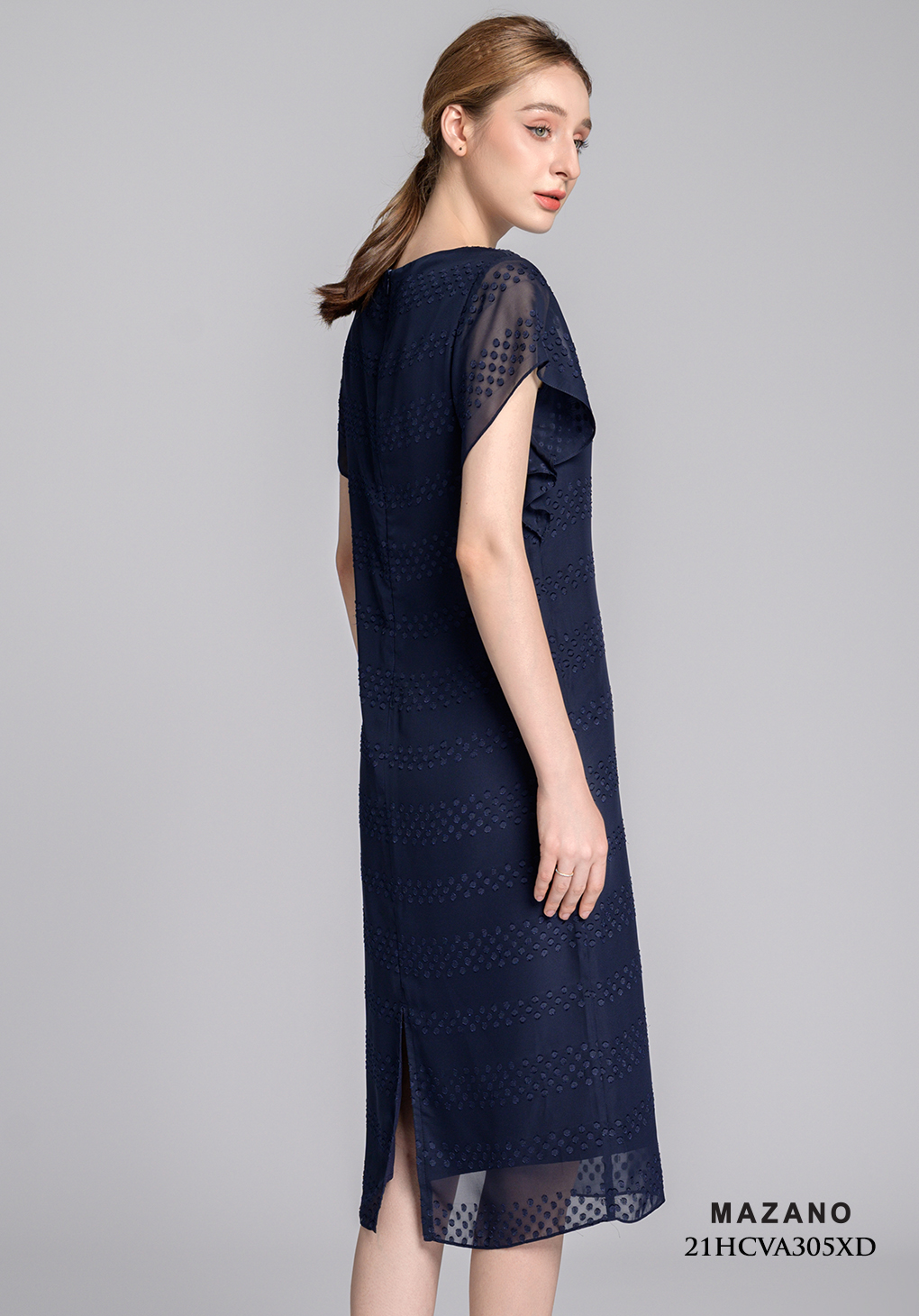 Đầm suông xanh than tay bèo đính đá_thumbnail_2