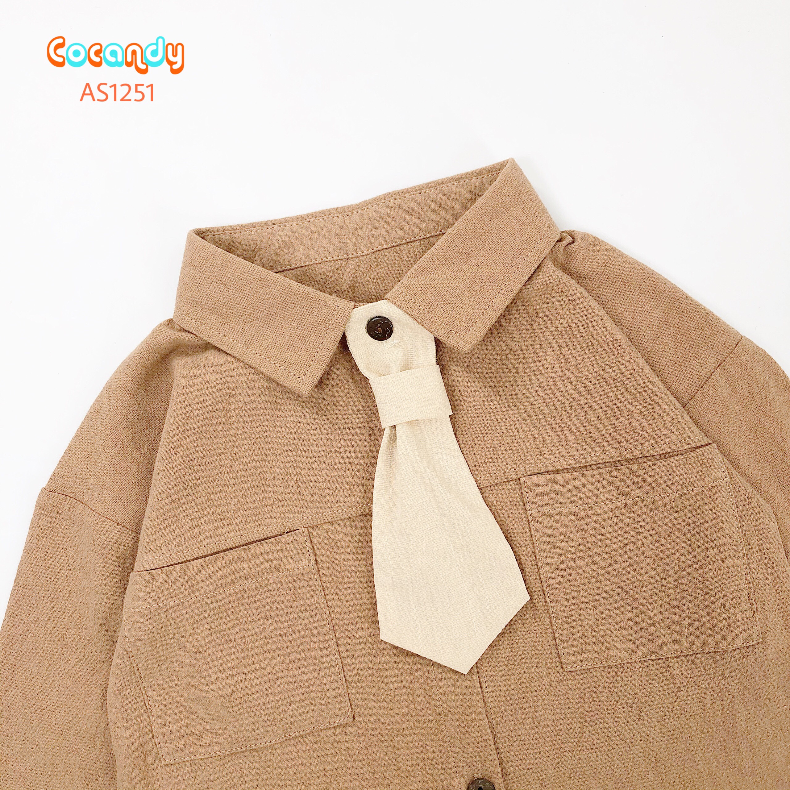 Áo dài sơ mi NÂU 2 túi_thumbnail_3