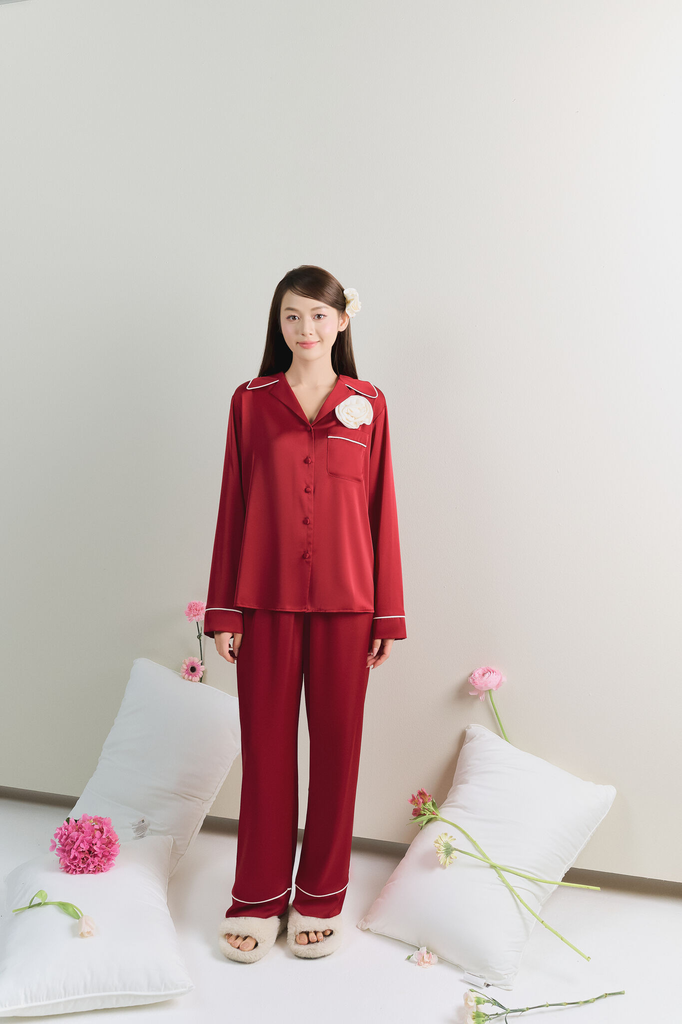 Bộ lụa áo dài tay, quần dài BN608_thumbnail_30