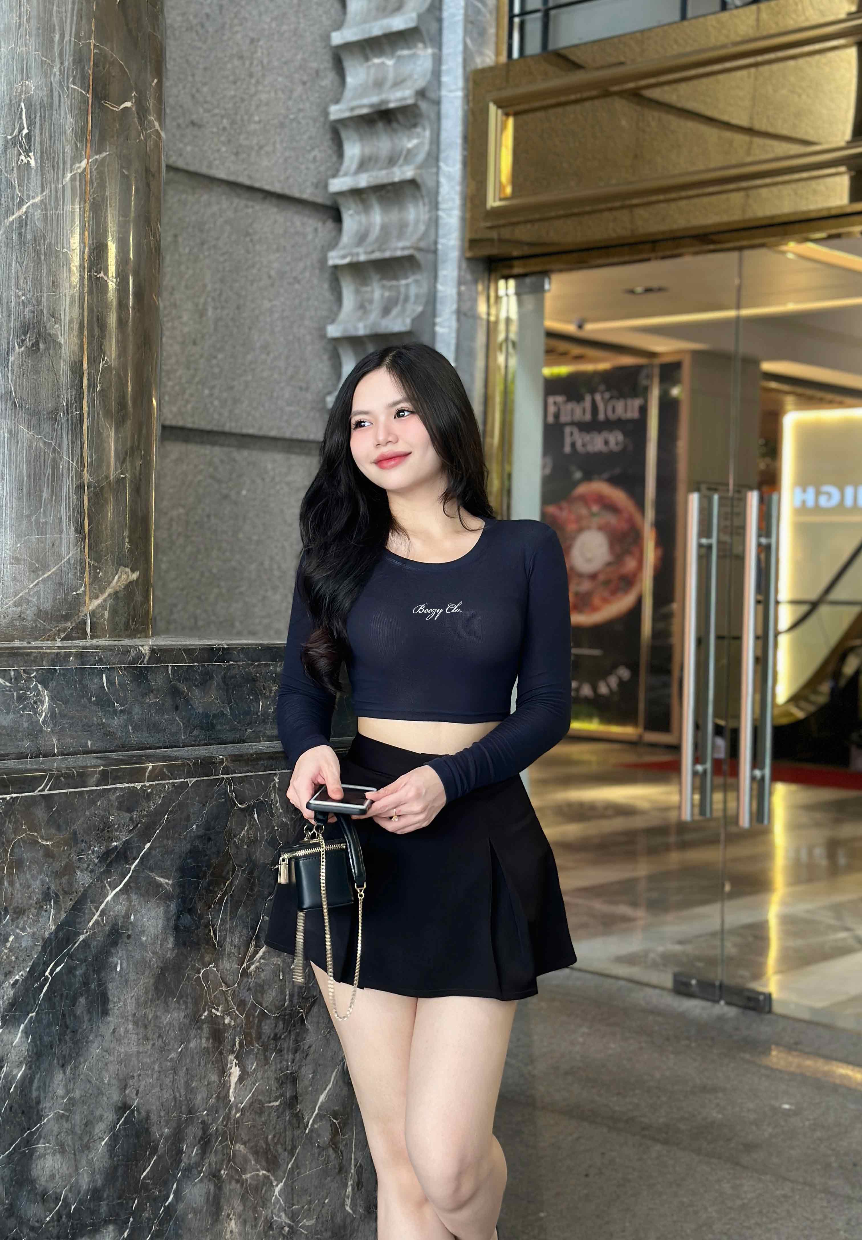 Áo thun nữ tay dài ôm body form croptop Beezy 2488 100% Visco co giãn 4 chiều form ôm tôn dáng thoải mái dễ phối đồ_thumbnail_4