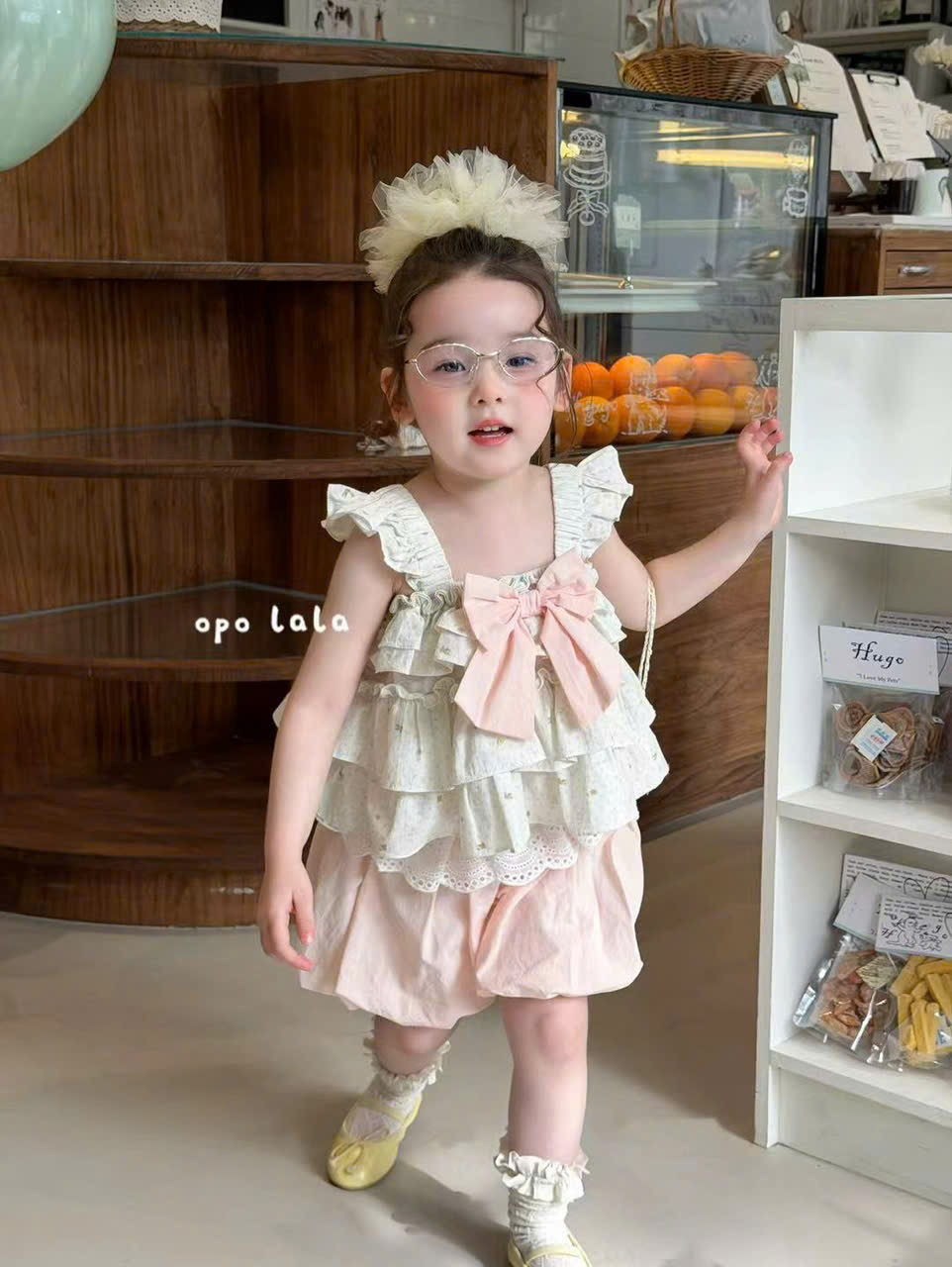 C144 - Quần bí lưng chun phồng màu hồng phấn hãng OPL (Sz90-130)