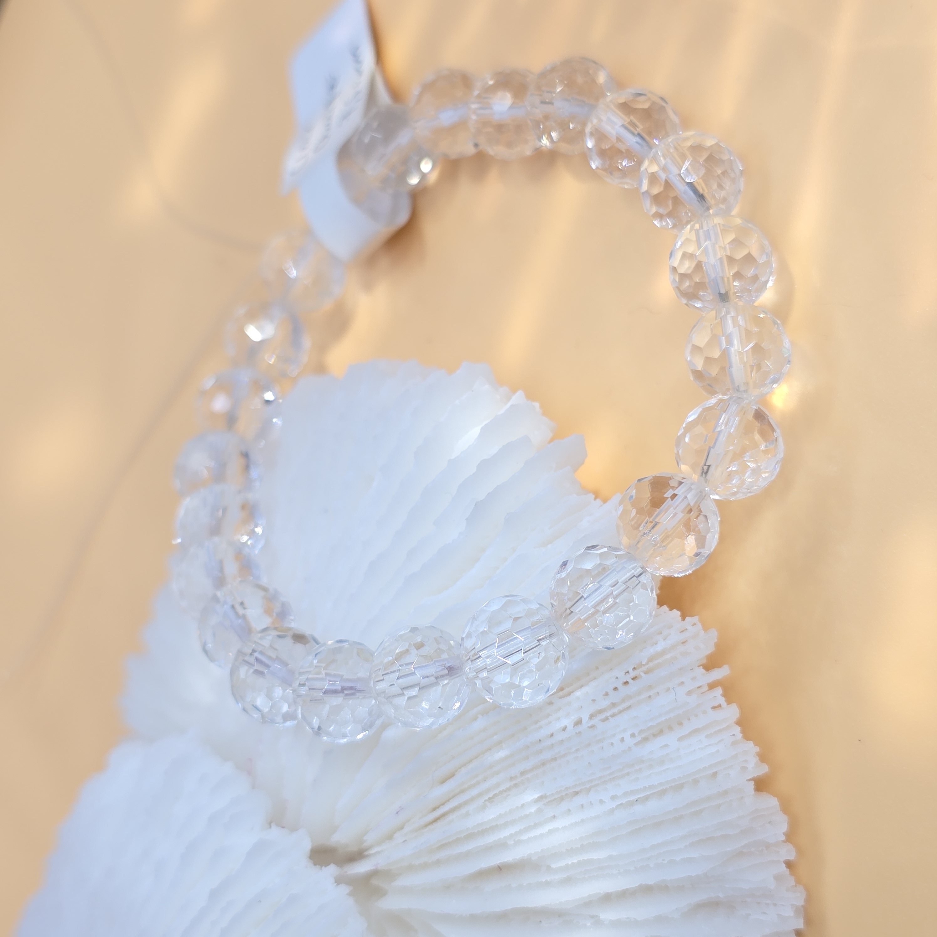 Vòng Thạch Anh Trắng Cắt Đa Giác Clear Quartz