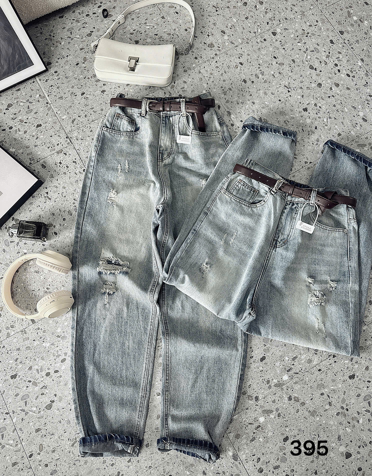 BIGSIZE- Quần jean baggy lưng thun rách T-QJ395_thumbnail_4