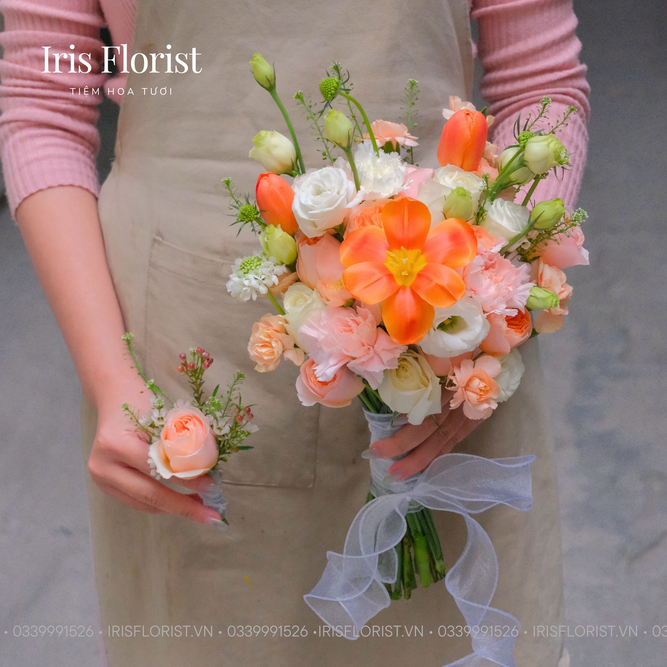 Bó hoa cưới mix Tulip Cam