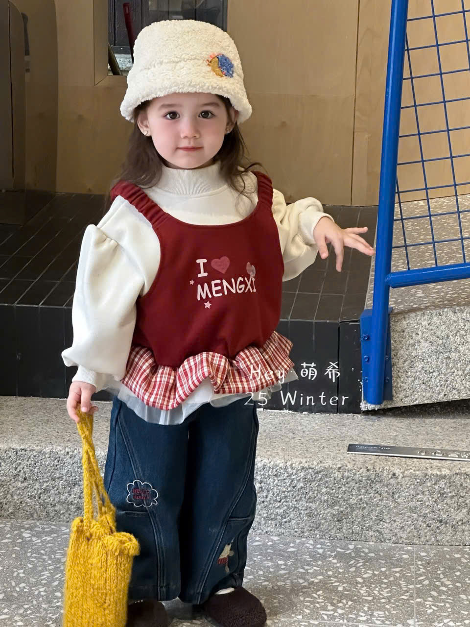 (S75) Set áo nỉ kèm áo gile lê đỏ viền bèo caro Hey Mingxing_thumbnail_0