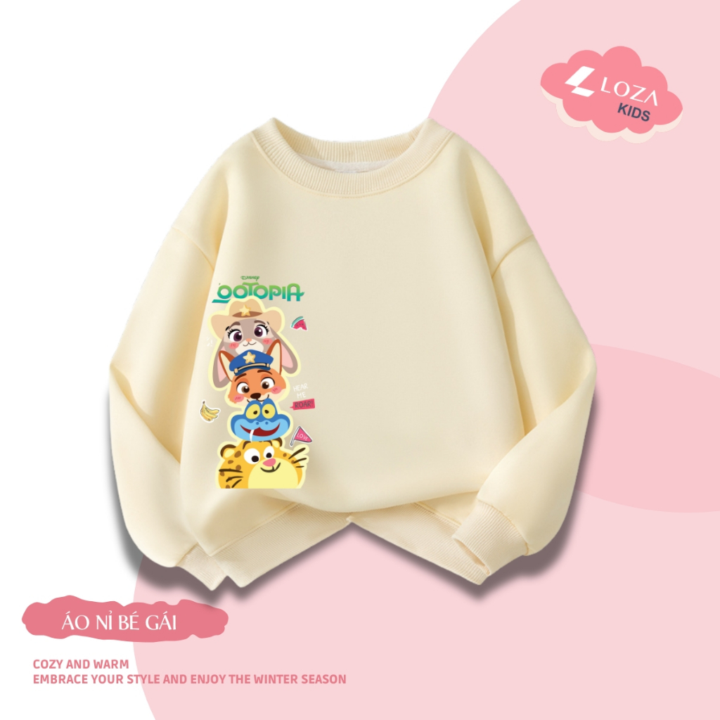 Áo nỉ bé gái in hình hoạt hình ZOOTOPIA  - Loza Kids IN028_thumbnail_5