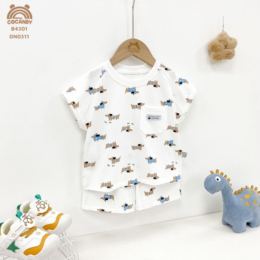 Bộ cộc TRẮNG họa tiết hình cún Dachshund_thumbnail_1