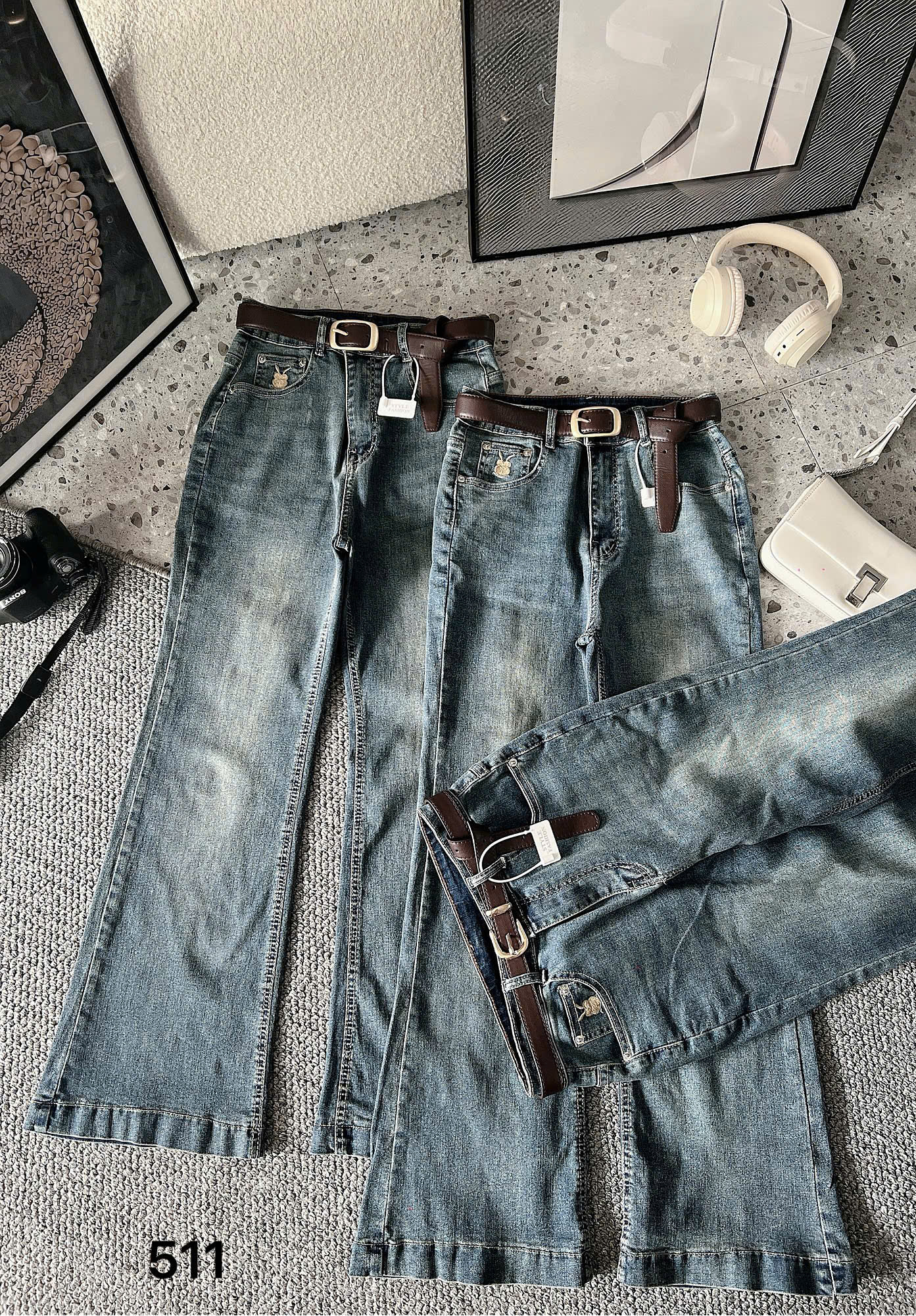 BIGSIZE NỮ - Quần jean ống loe thêu thỏ T-QJ511_thumbnail_5