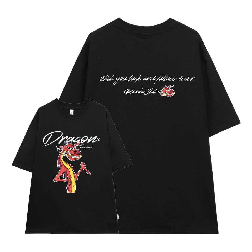 Áo thun Tết 2024 hình rồng form rộng local brand ATD845 Miucho tay ngắn vải cotton cổ tròn in graphic_thumbnail_6