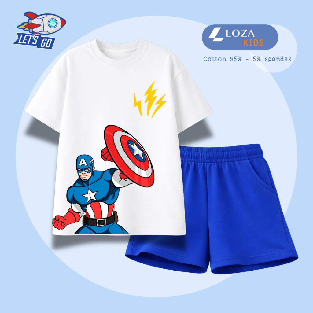 Set bộ bé trai hình Captain cầm khiên -  Loza Kids SB637