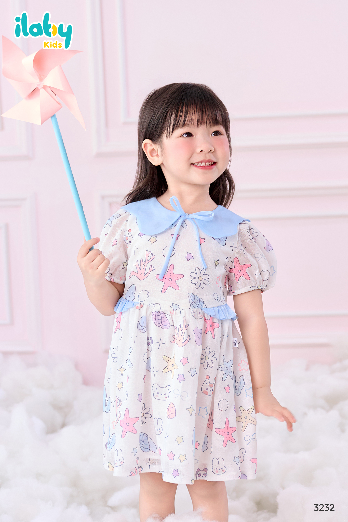 Váy họa tiết cổ xếp ly phối tơ