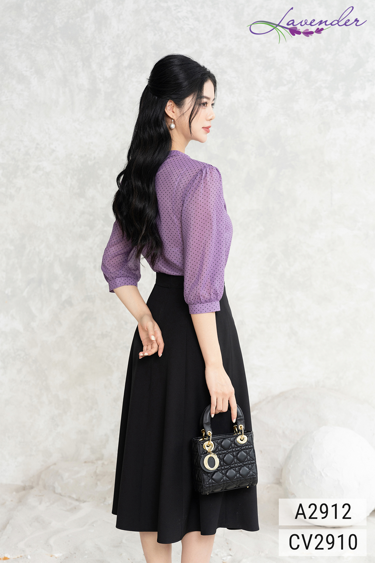 Chân váy xòe midi Thời trang Lavender đen 7 mảnh khóa kéo CV2910_thumbnail_3