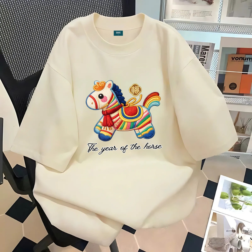 Áo thun Tết 2026 in hình ngựa sắc màu The year of the horse dáng oversize local brand WETEE - WU1125_thumbnail_2