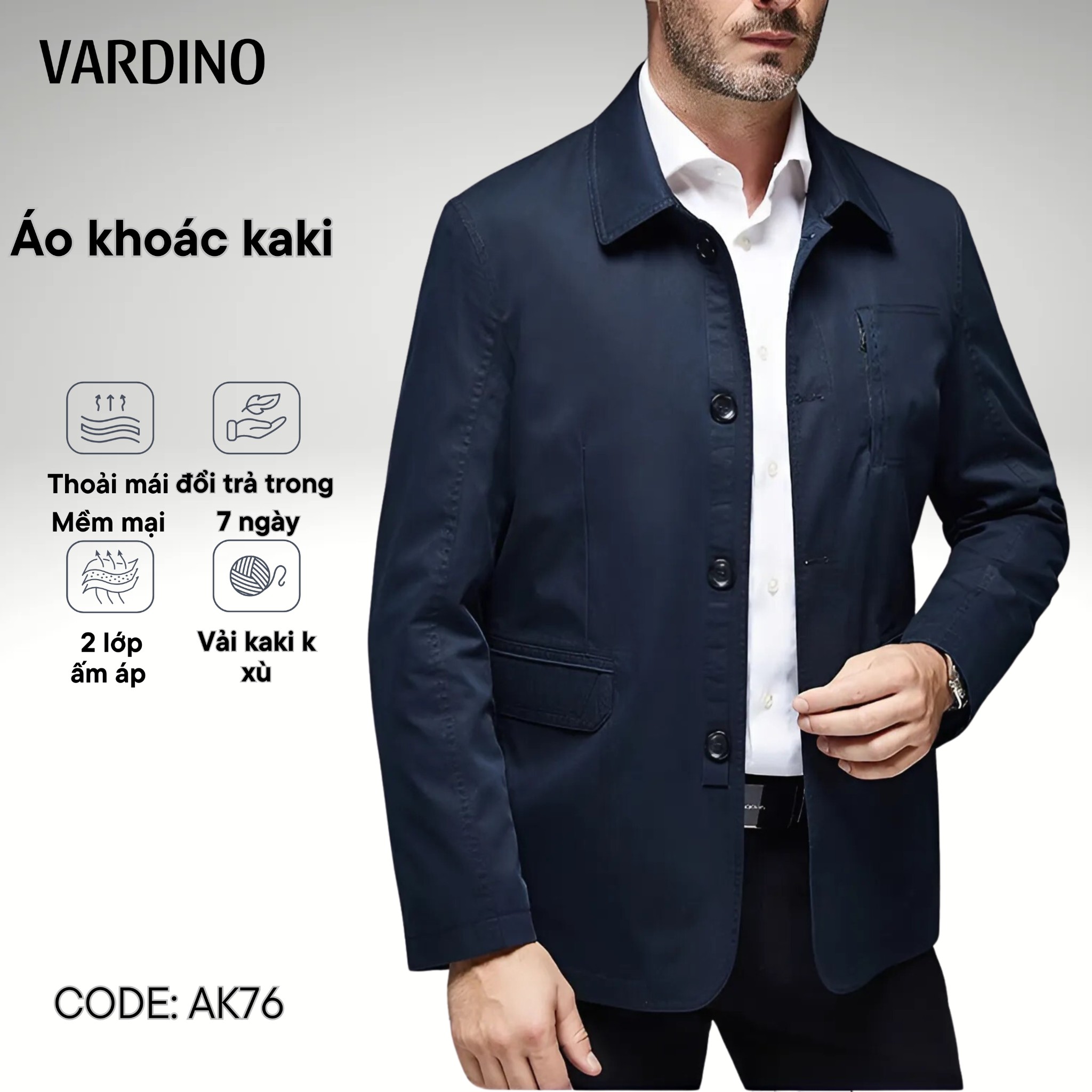 Áo khoác nam kaki Vardino AK76