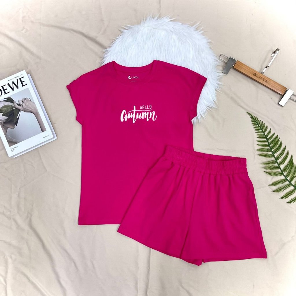[Form Vừa] Bộ đồ nữ (áo thun form vừa + quần đùi) mùa hè - Set đồ nữ cotton form vừa Loza G0103