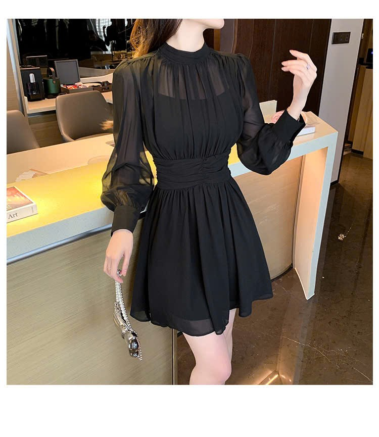 15295-Đầm  voan đen dài tay  cách điệu ( voan, lót)_thumbnail_0