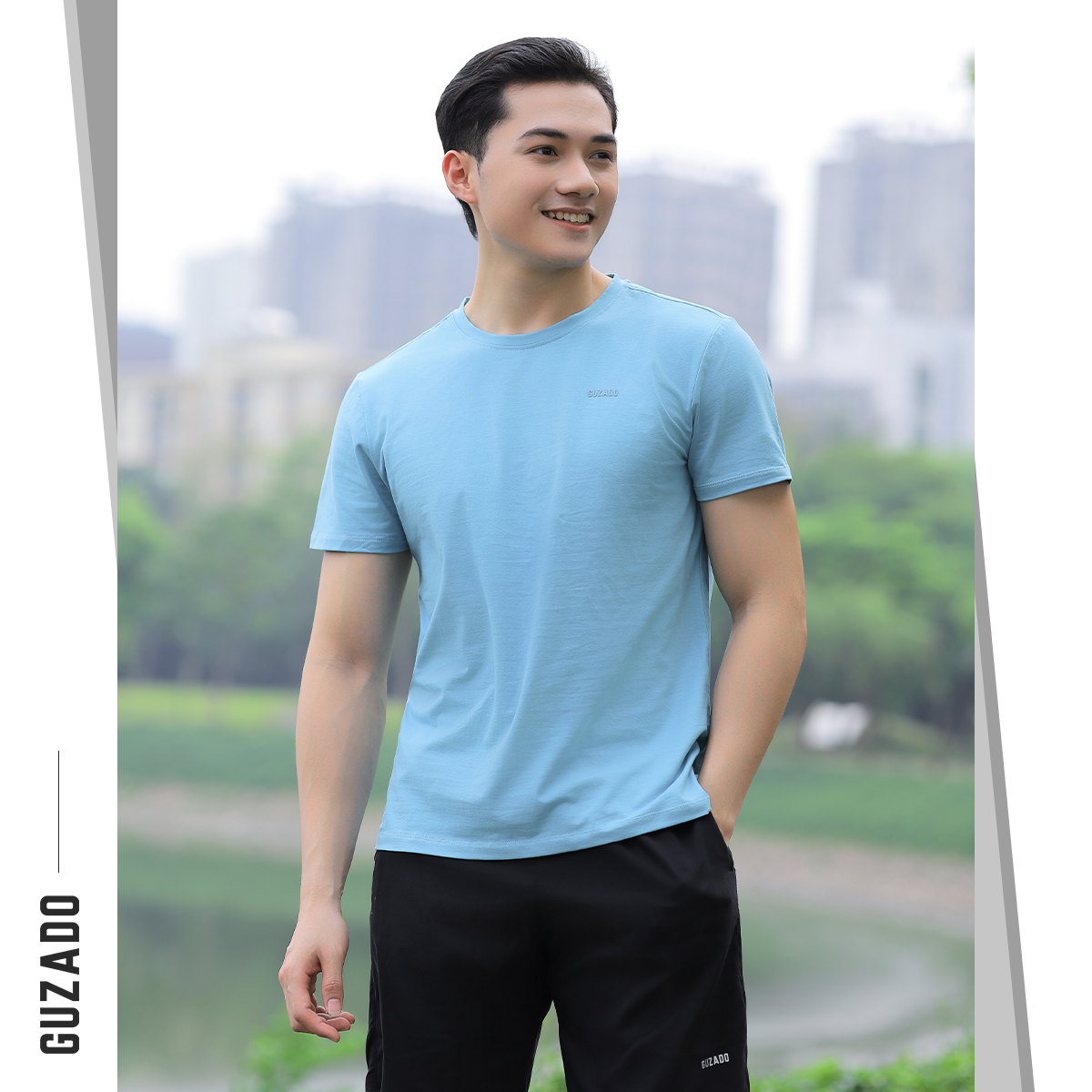 Đồ Bộ Guzado Áo Cotton Kết Hợp Quần Gió Basic  BTS03_thumbnail_13