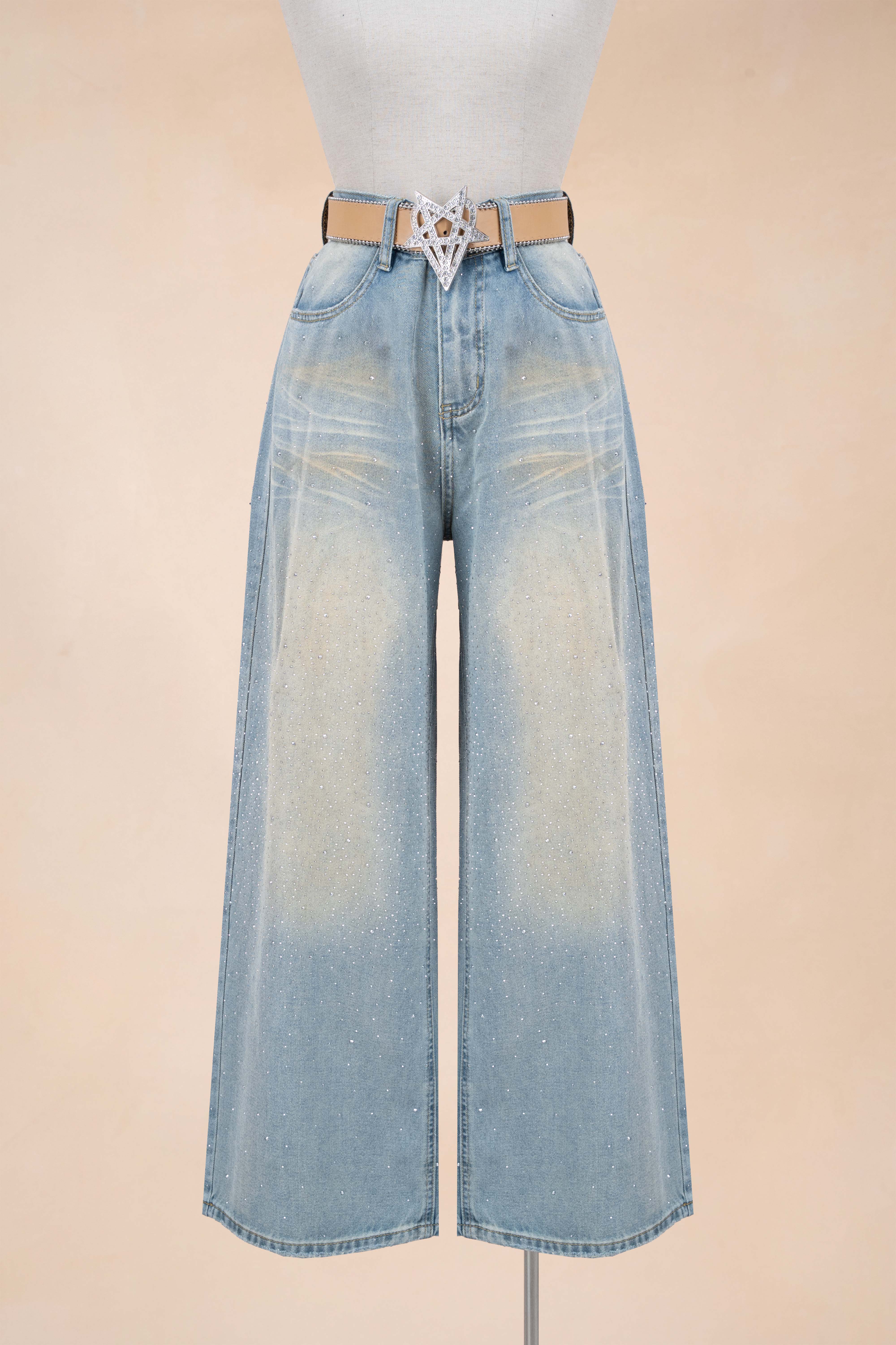 Quần Jean Suông Chấm Đá 5532