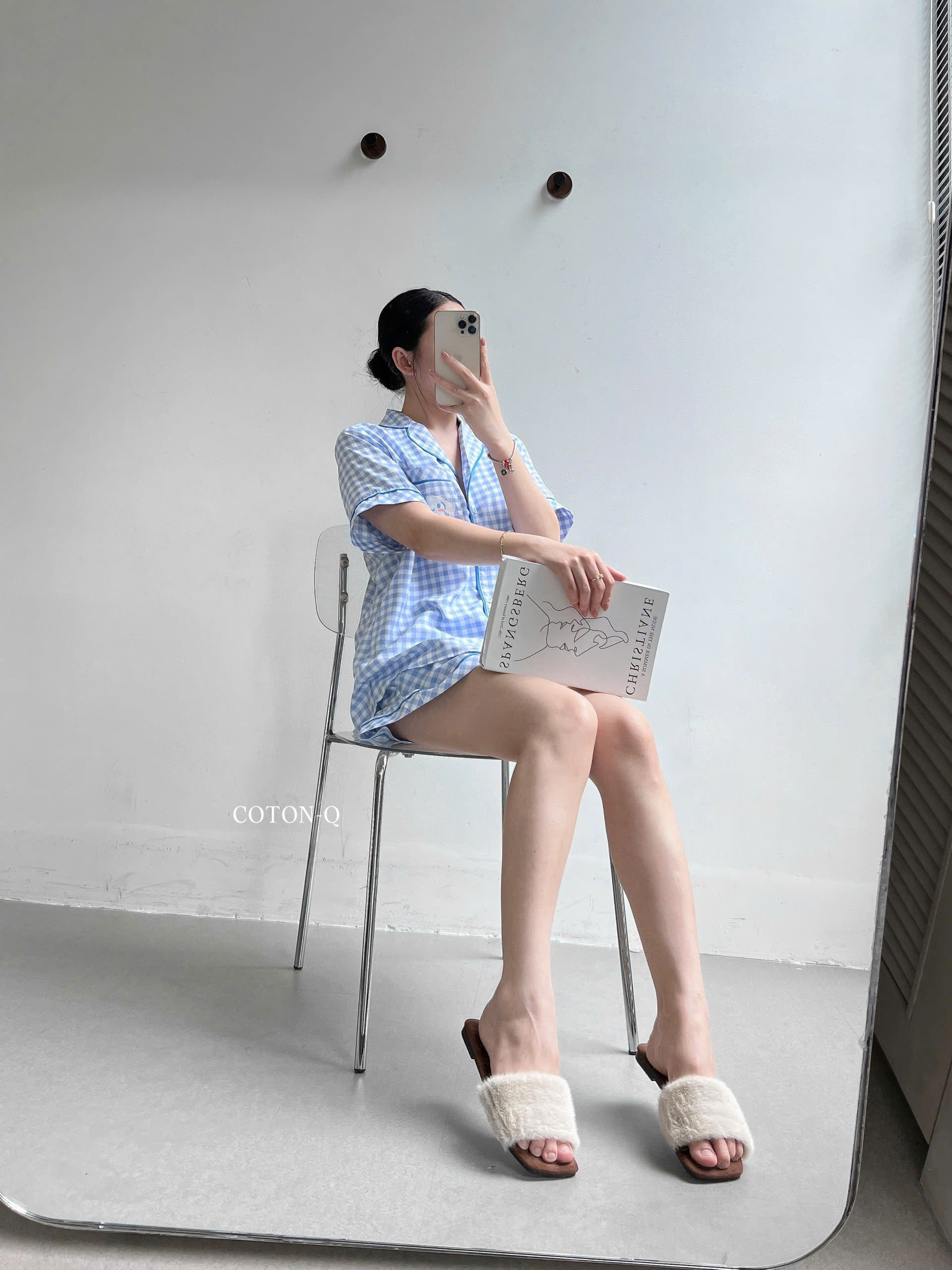 HJ122 Set bộ đùi caro ( XANH TRỜI )