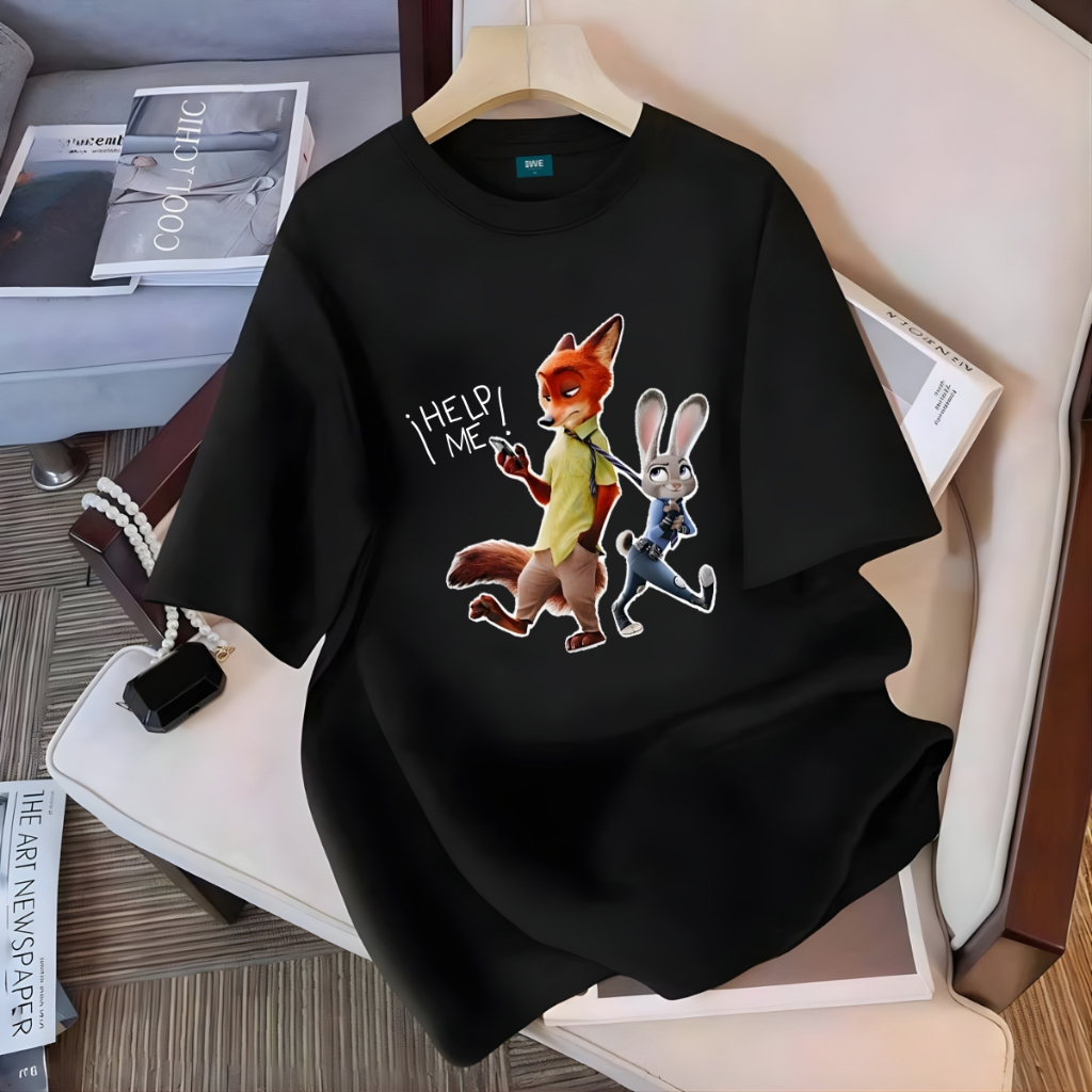 Áo thun oversized nam nữ hình Thỏ Judy kéo Cáo Nick Zootopia local brand WE TEE - WU1120