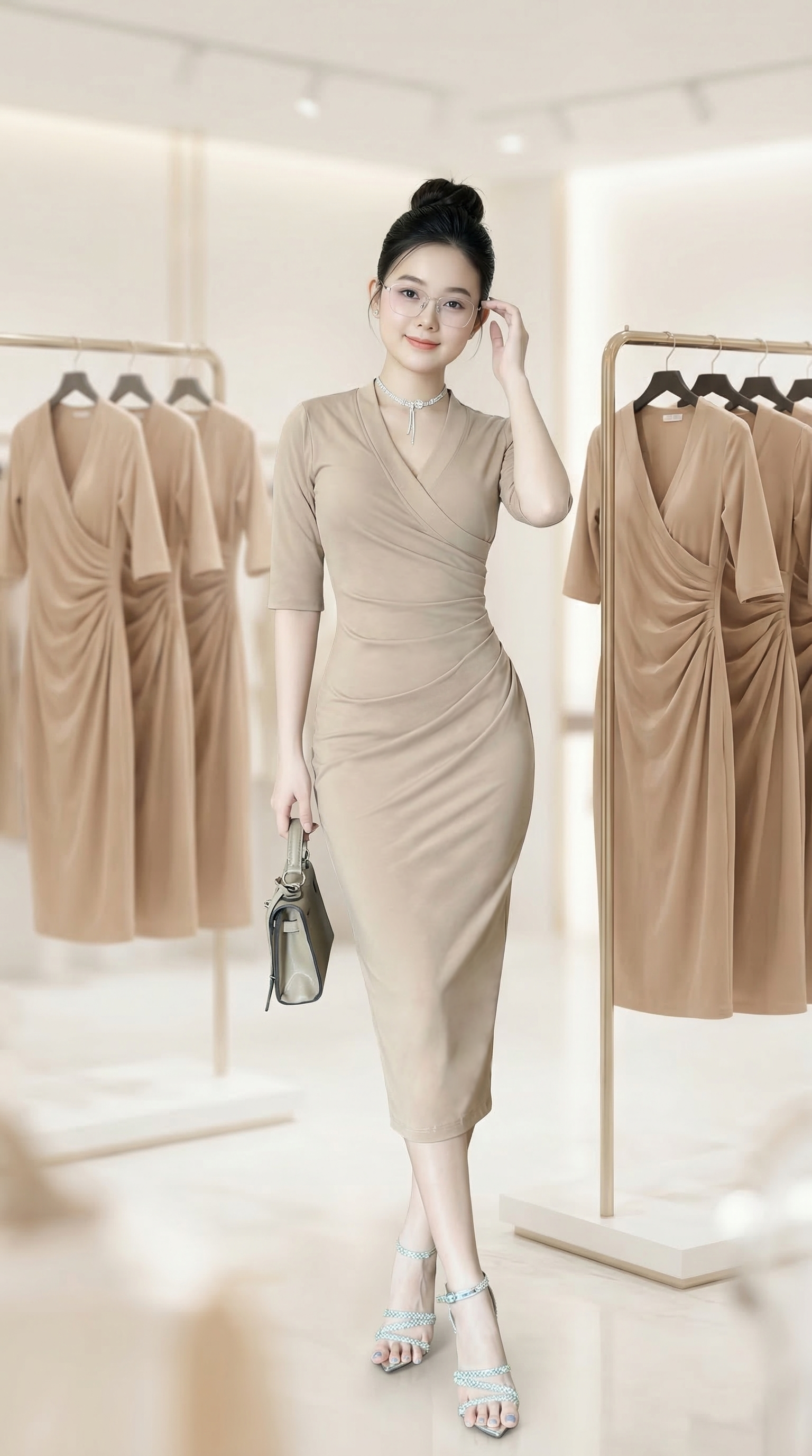 Đầm body nhún eo cổ V tay lỡ_thumbnail_7