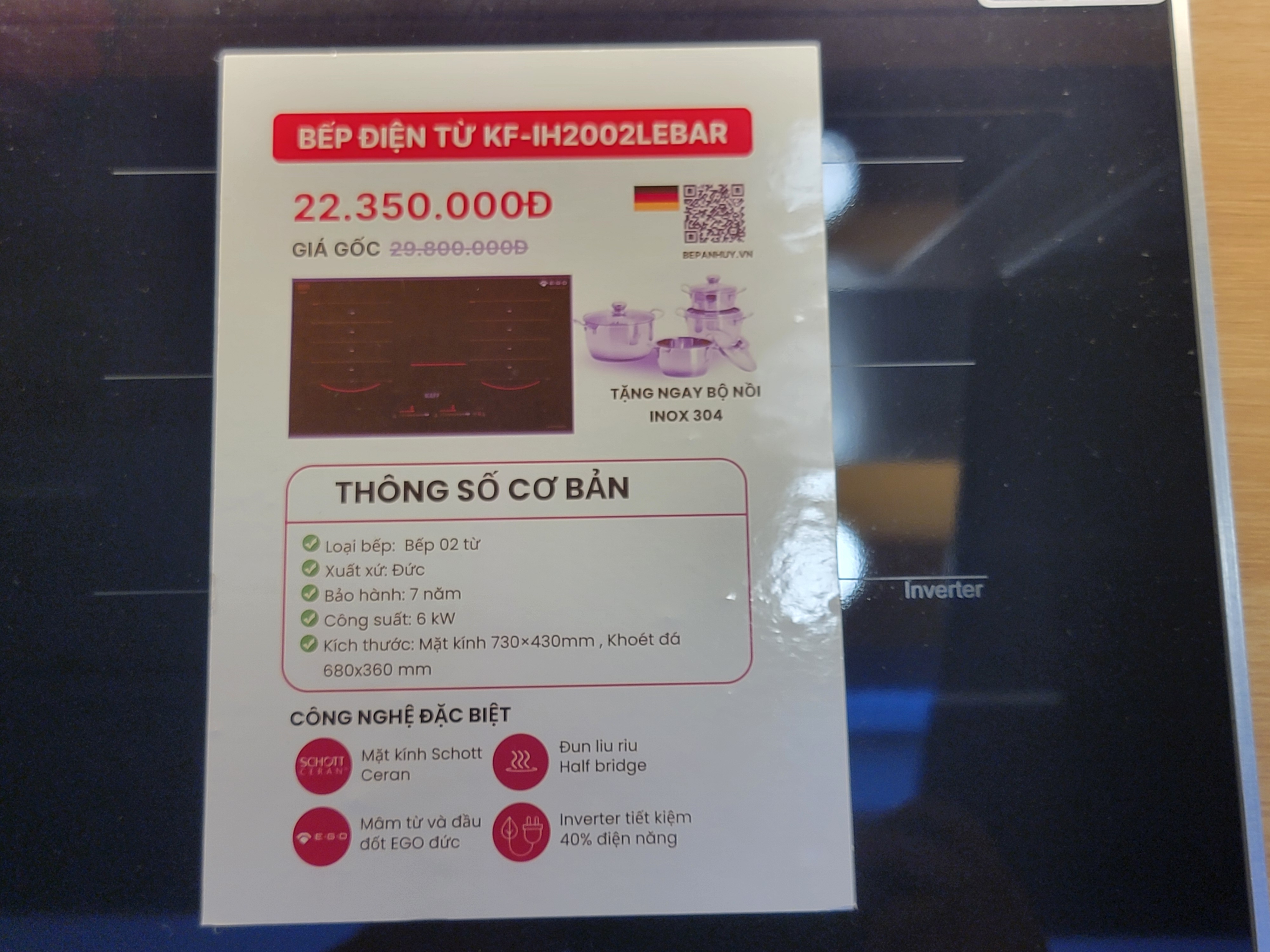 Bếp điện từ KF-IH2002LeBar trưng bày