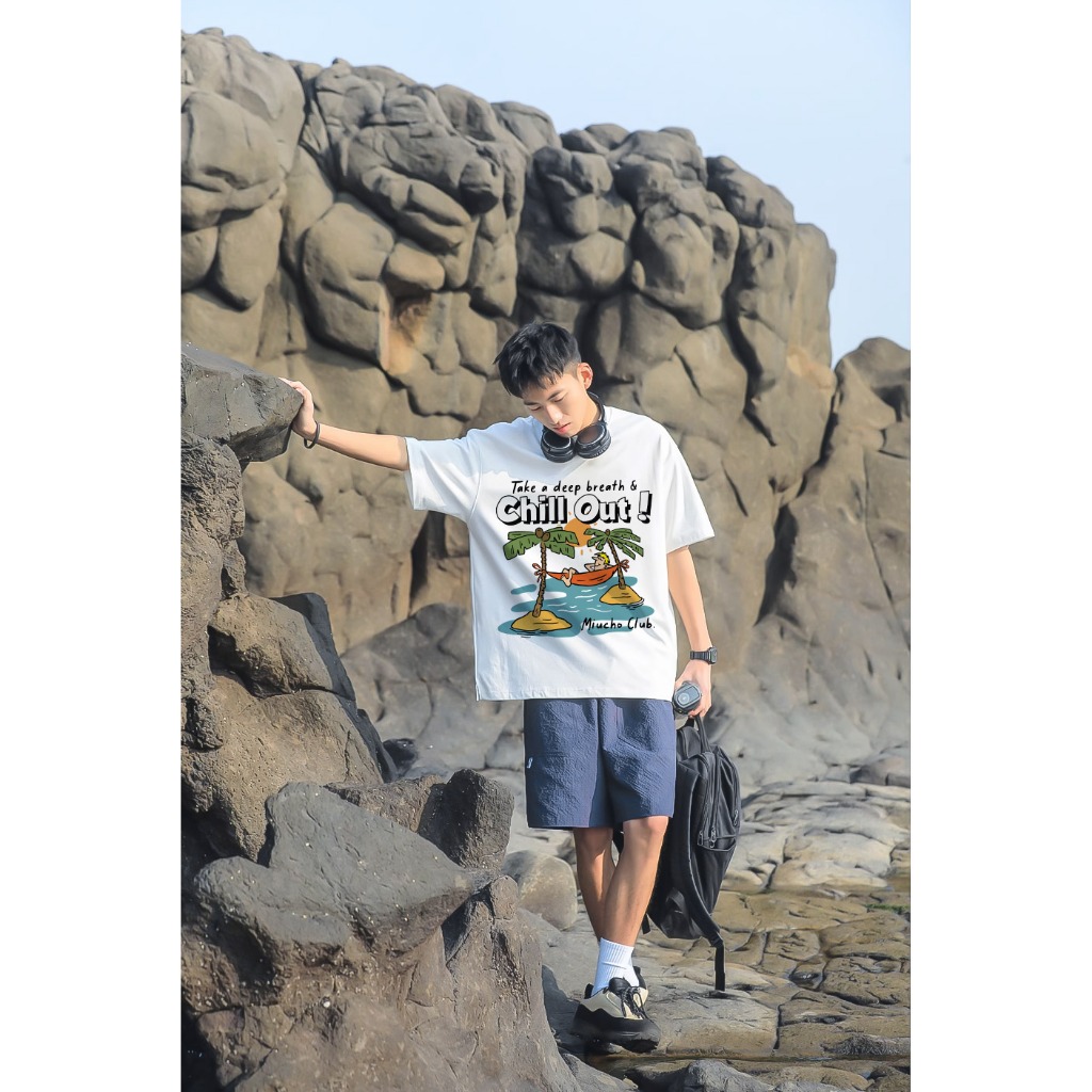 Áo thun nam form rộng ATD1145 Miucho Man tay ngắn thoáng mát cổ tròn in mix BST hè biển_thumbnail_2
