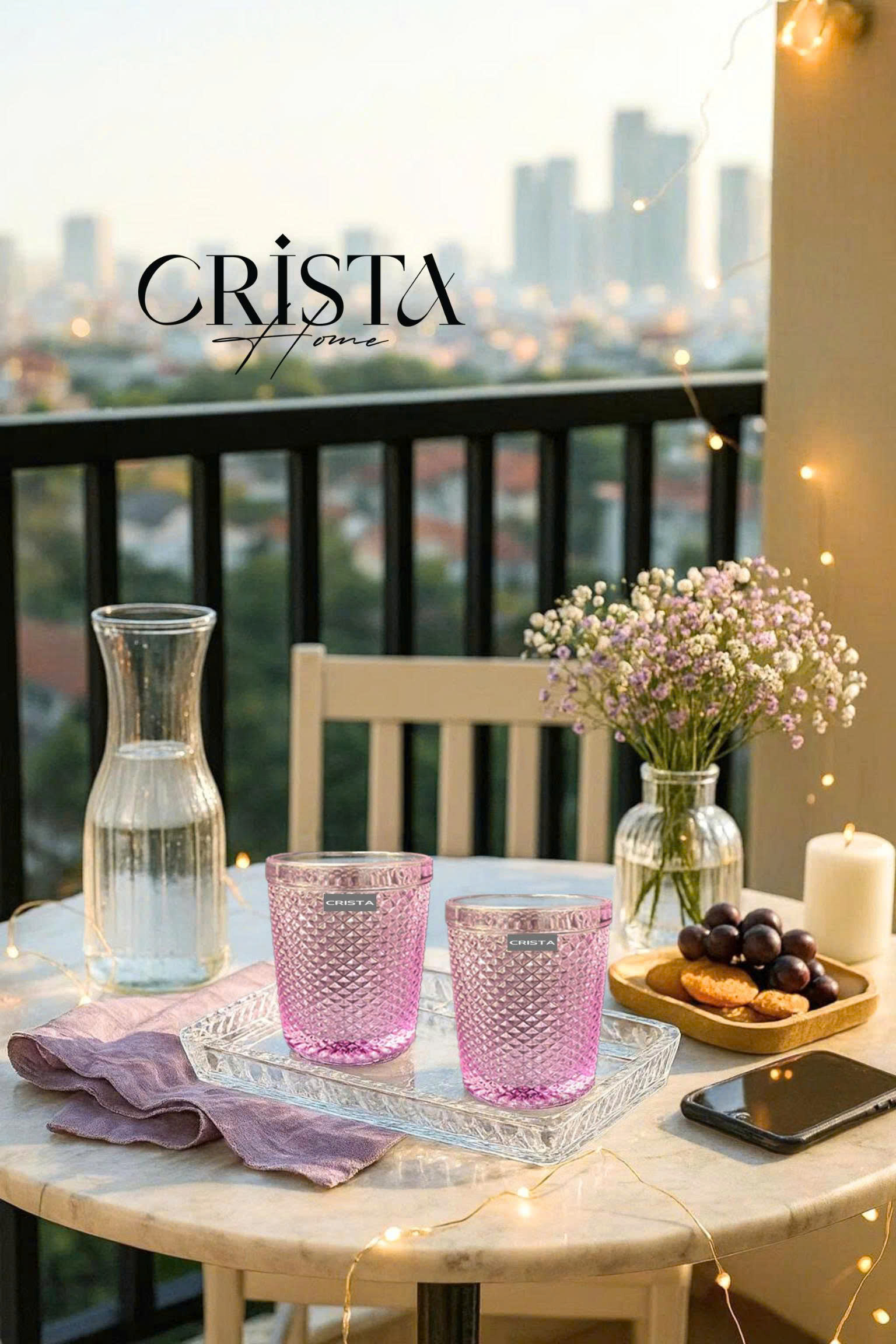 Bộ 4 cốc thủy tinh CRISTA HOME  vân kim cương 300ml_thumbnail_15