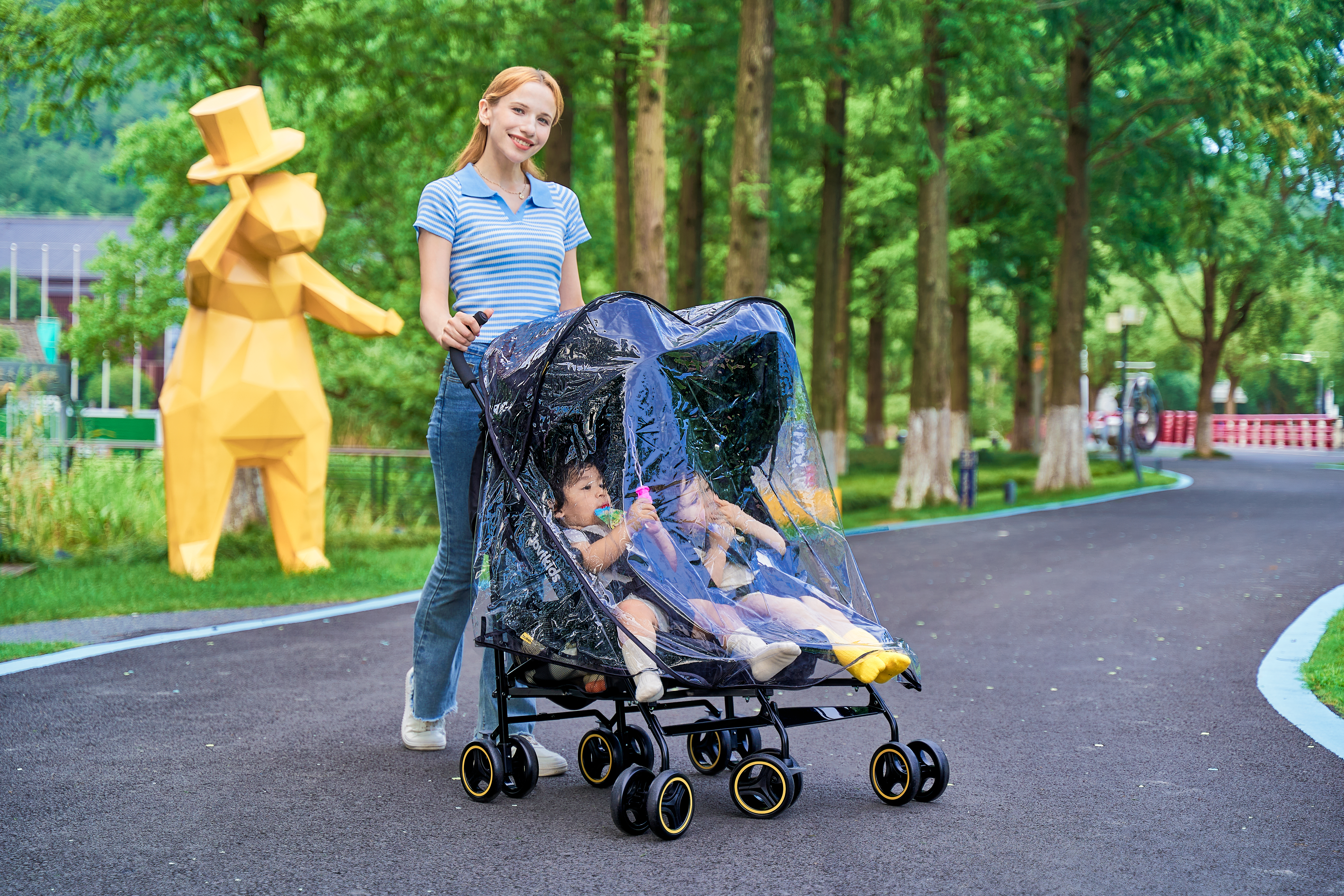 Xe đẩy Ezra - Đôi Jovikids cho bé 0-3 tuổi (màu đen) [NHẬP CODE 