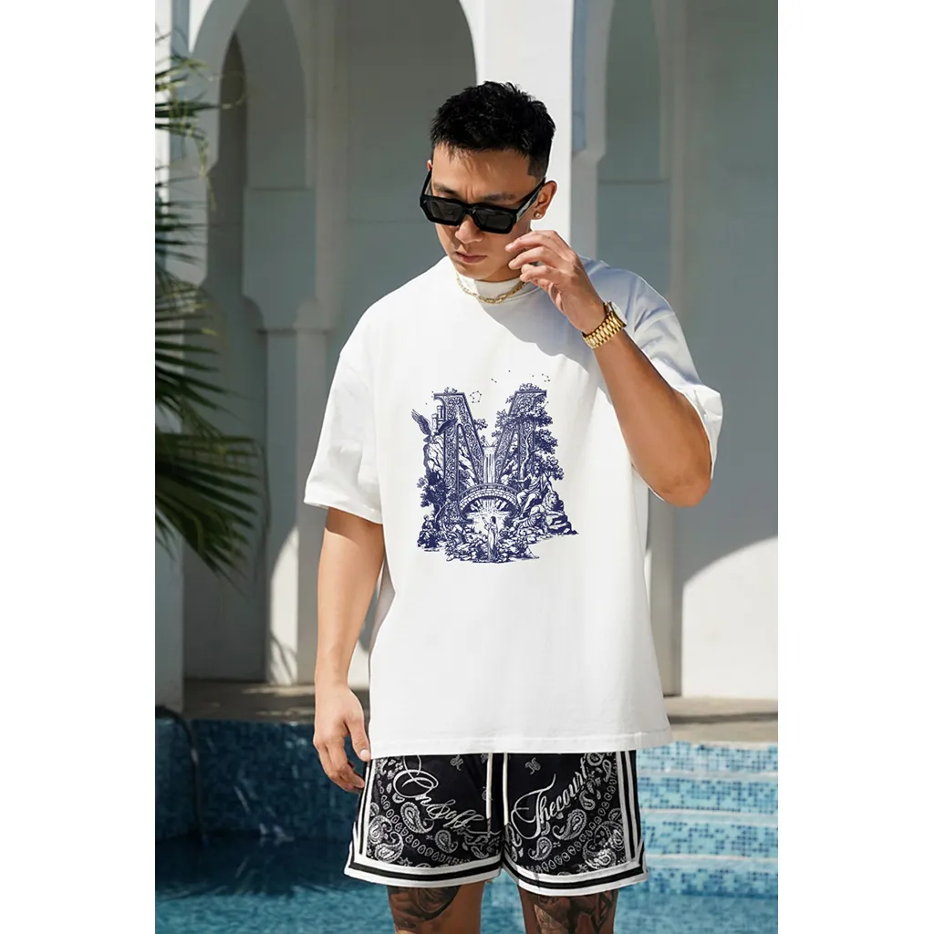 Áo thun nam form rộng Miucho Iconic vải cotton co giãn 2 chiều thoáng mát dễ phối đồ in chữ cái M 2758_thumbnail_3