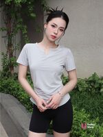Áo tập gym yoga nữ Slimfit Tee cổ V ngắn tay_thumbnail_4