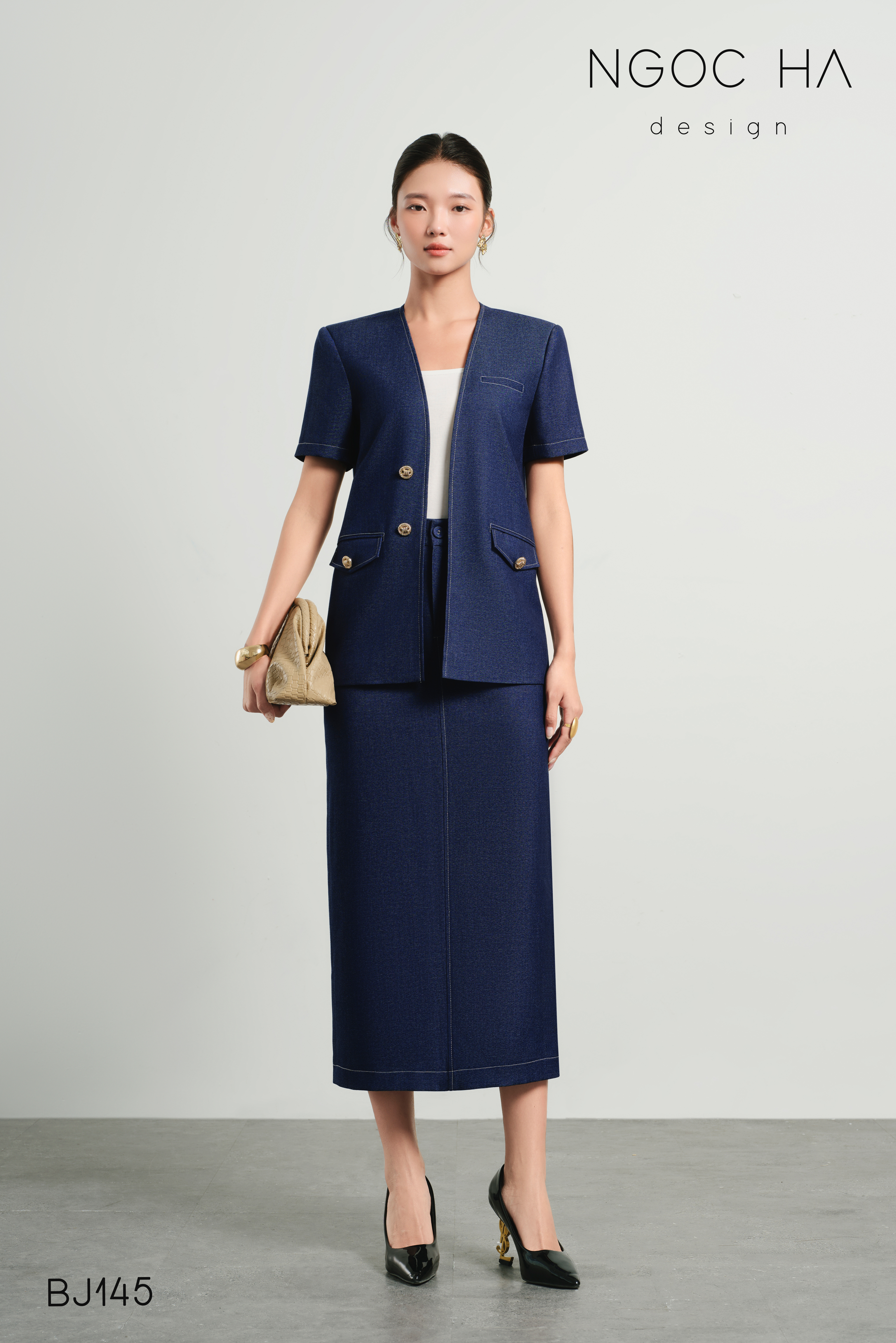 Casta Set_ Bộ Vest Blazer Chân Váy Bút Chì Màu Xanh BJ145_thumbnail_5