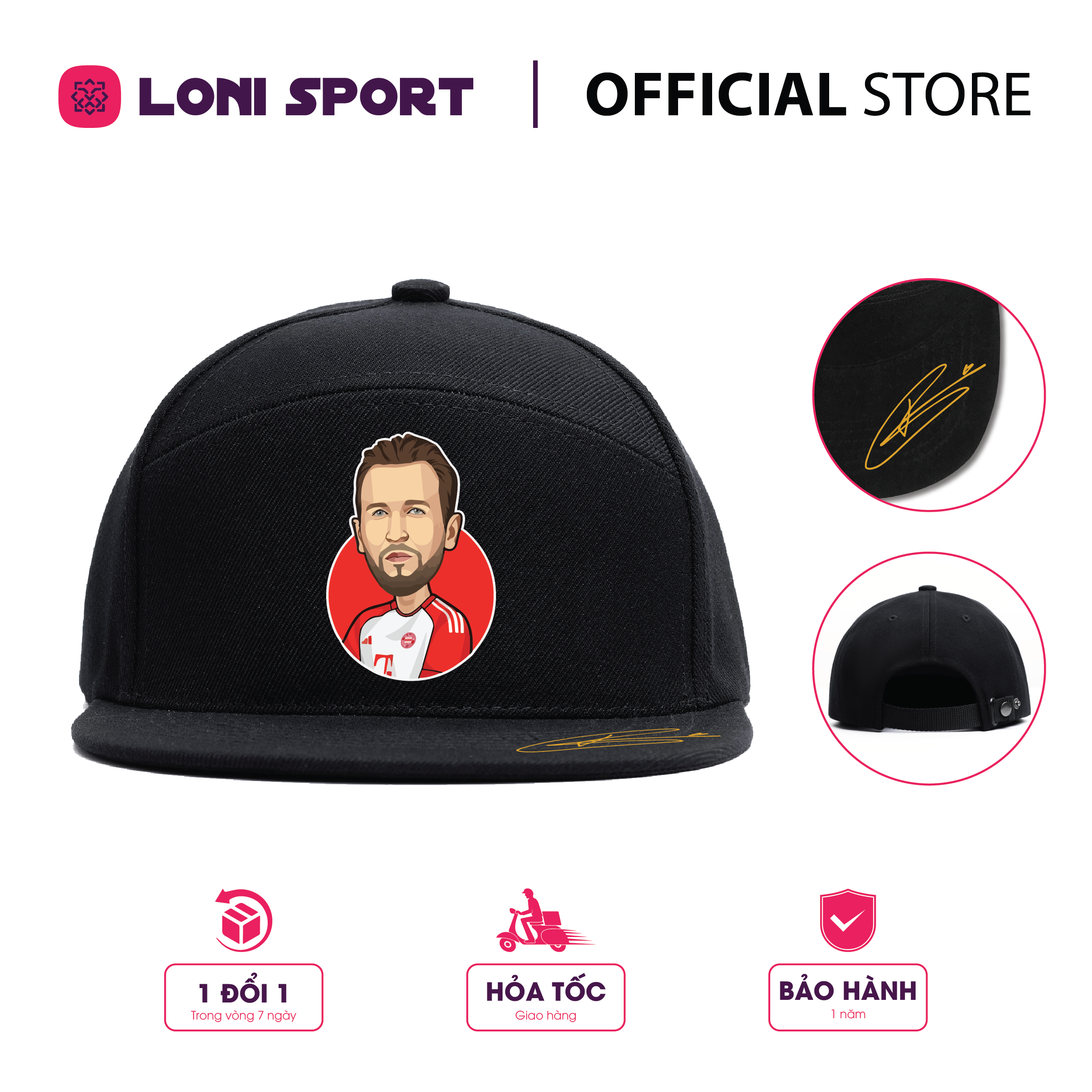 Nón Snapback khóa bấm kim loại - đen_thumbnail_4