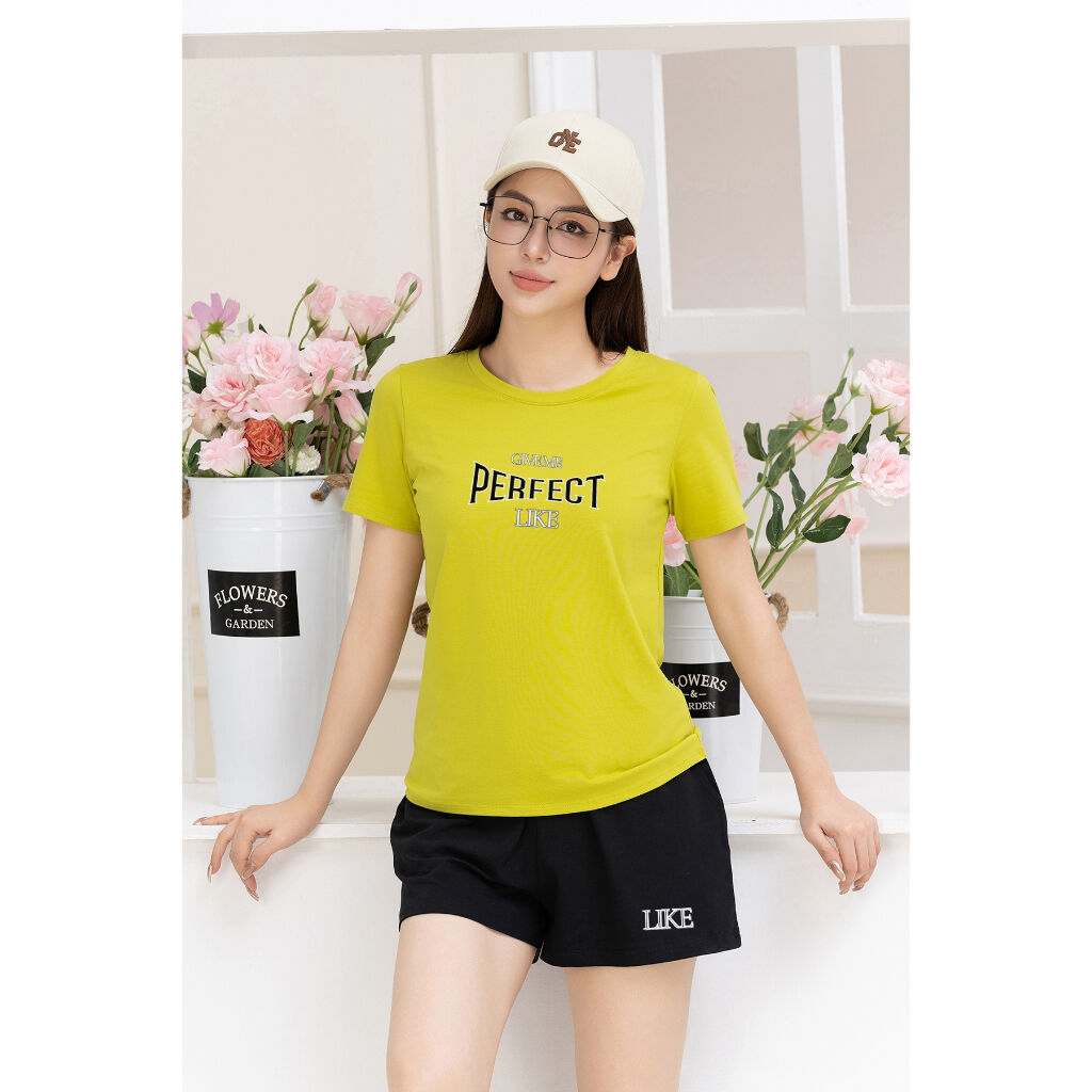 [Form Vừa] Bộ đồ nữ in chữ Perfect - Set cộc tay mặc nhà/ đi chơi LOZA VP336_thumbnail_8