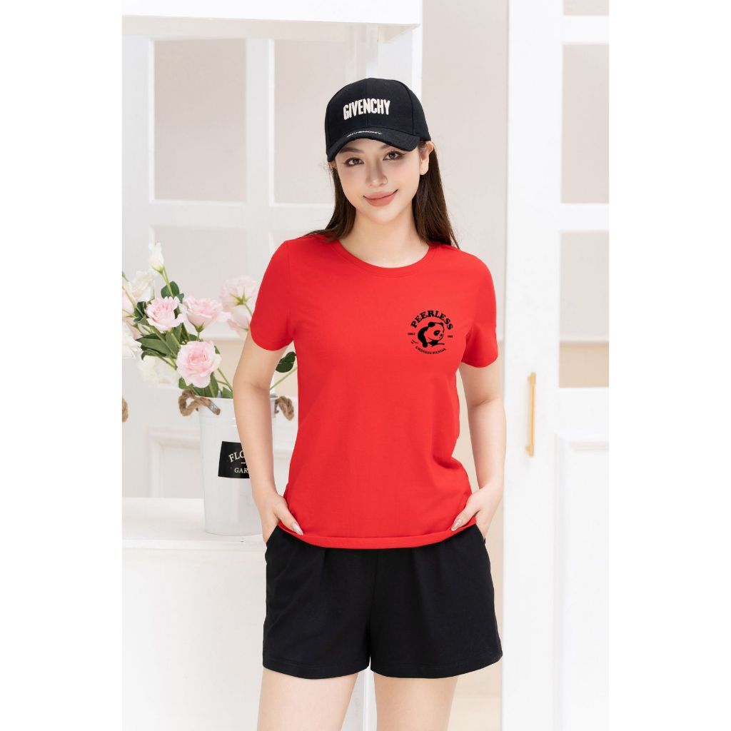 Bộ quần áo nữ dáng vừa in chữ PEERLESS - Set bộ nữ mặc nhà/ đi chơi  (áo thun form vừa + quần đùi) - LOZA VP40_thumbnail_8