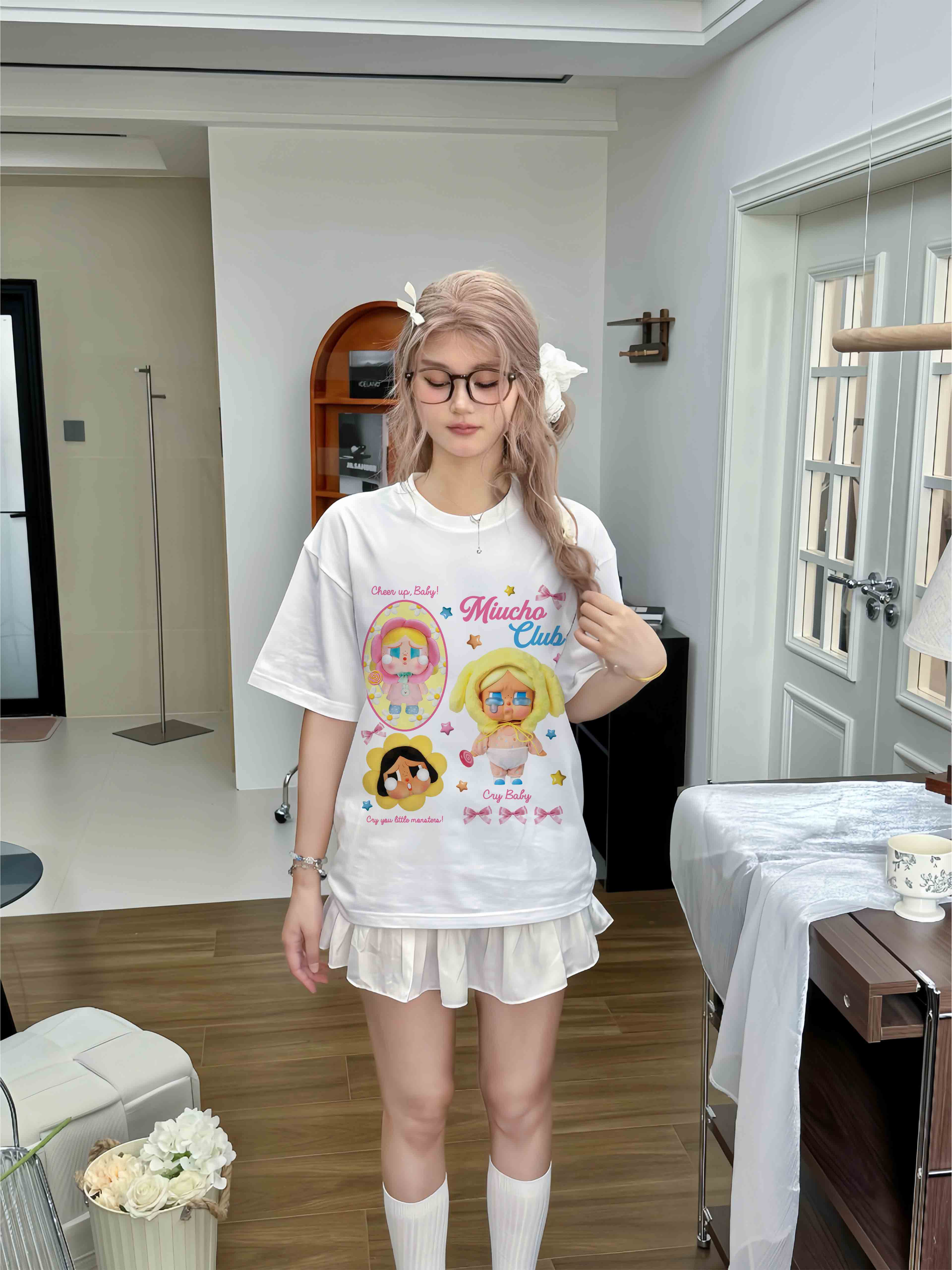 Áo thun CRY BABY nhiều màu ATD1336 Miucho form rộng vải cotton in mix_thumbnail_4